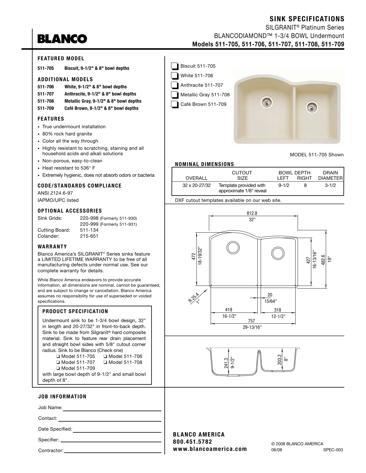 Blanco 511-706, 511-709, 511-707, 511-705 User Manual