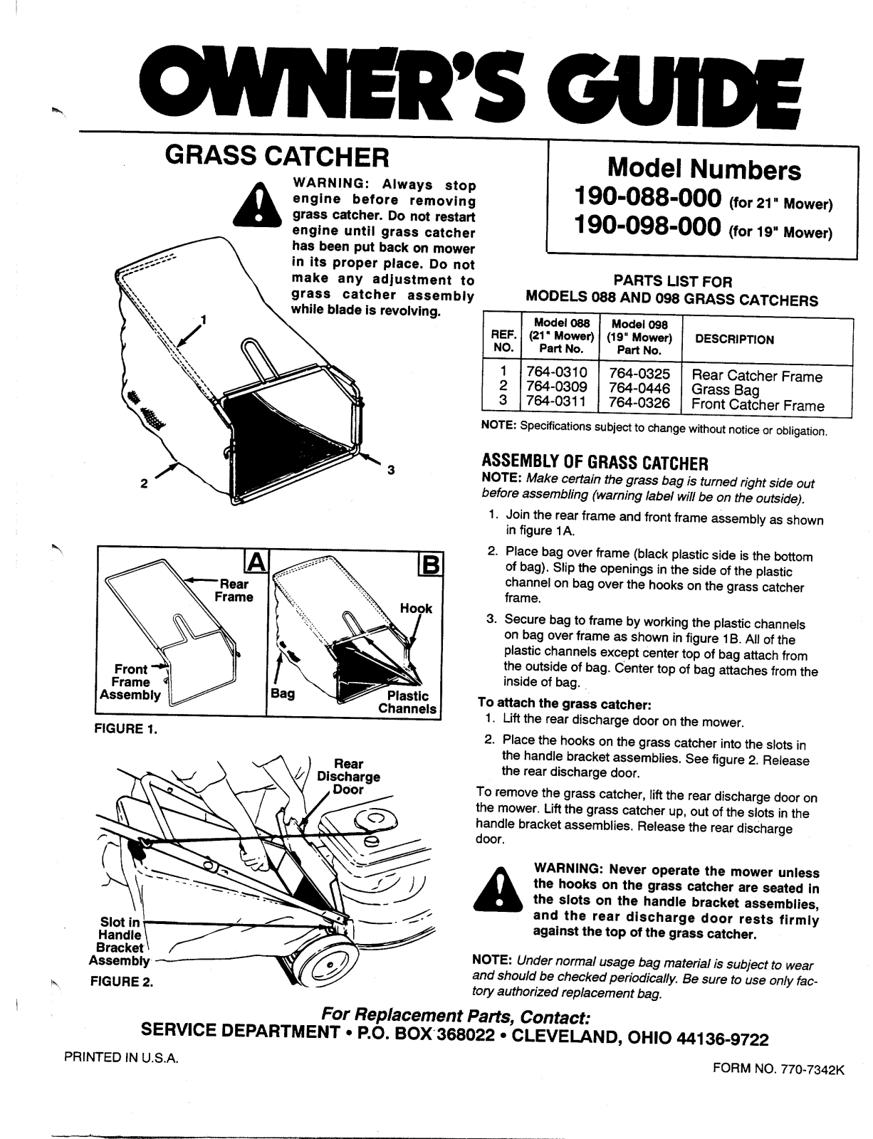 Bolens 190-088-000, 190-098-000 User Manual