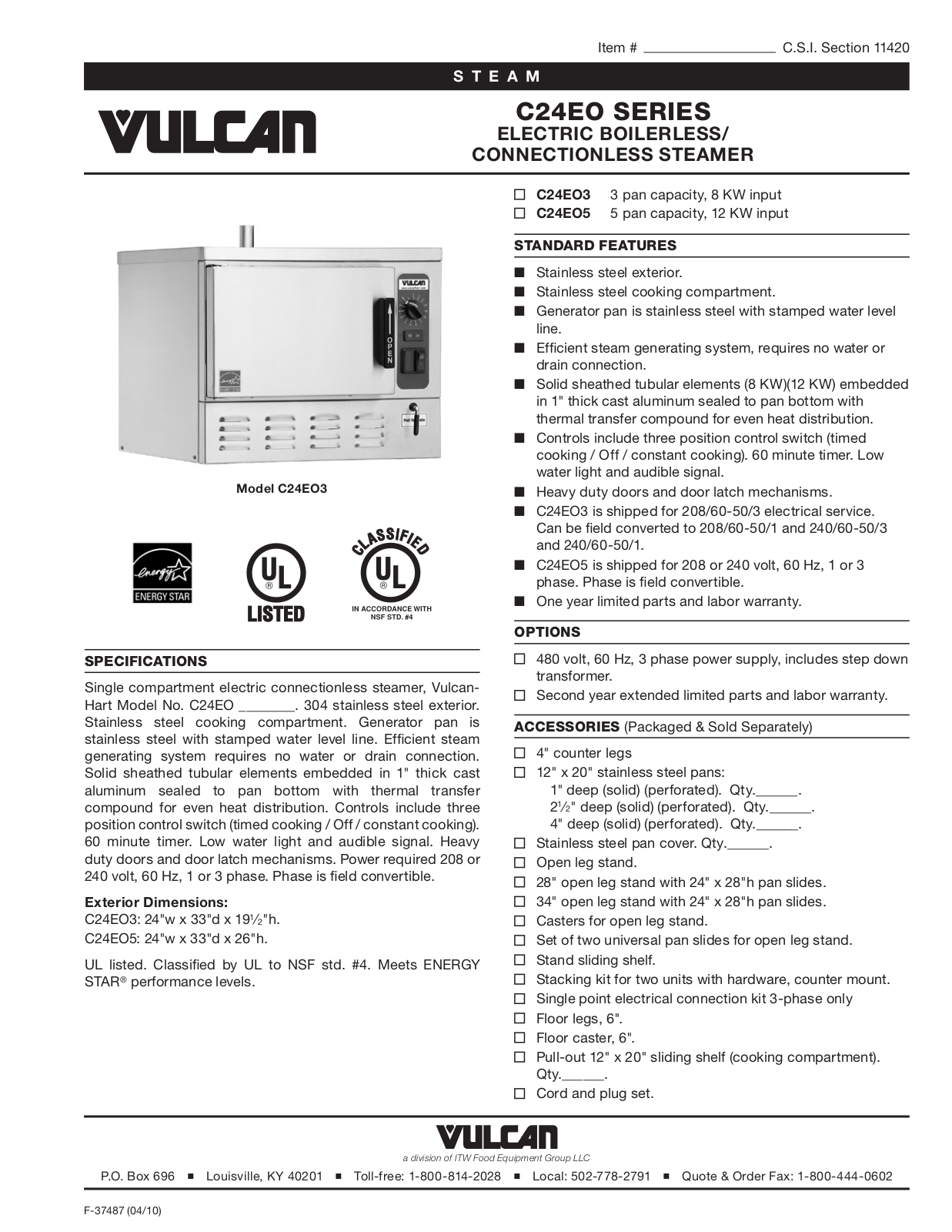 Vulcan Hart C24EO3 General Manual