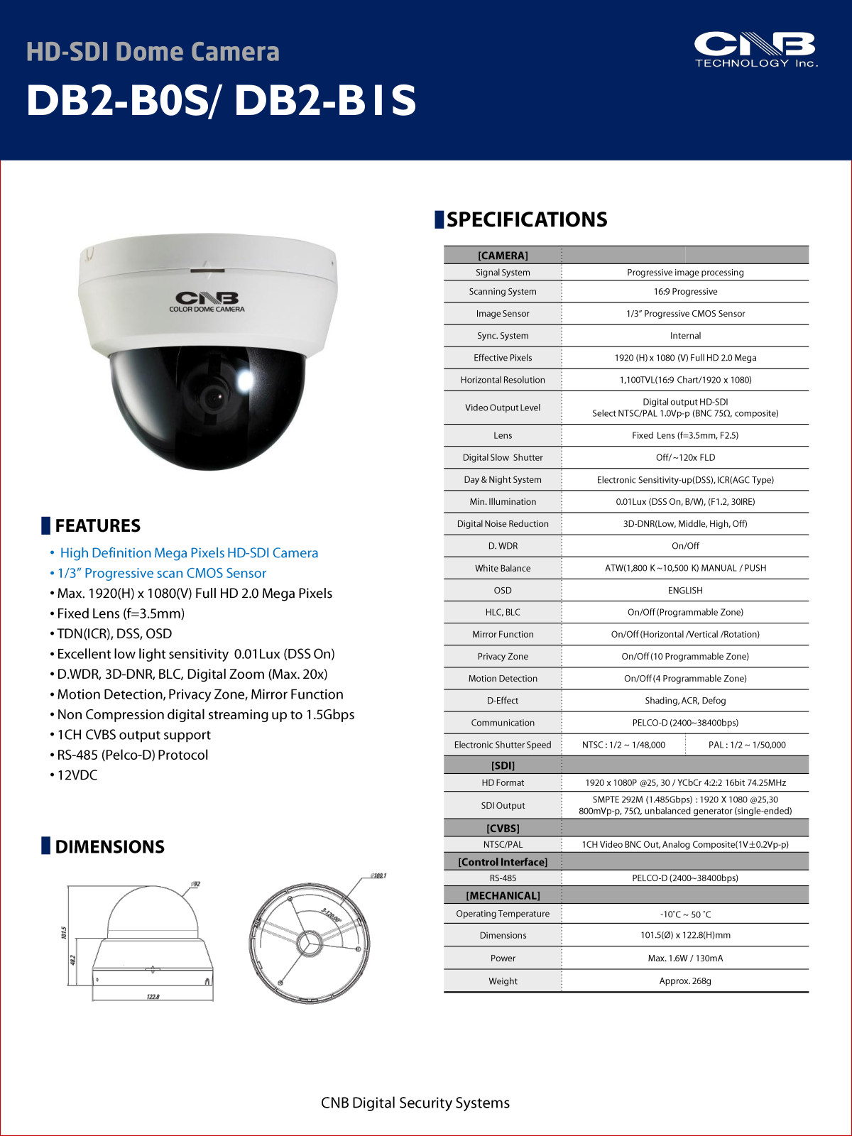 CNB DB2-B0S Specsheet