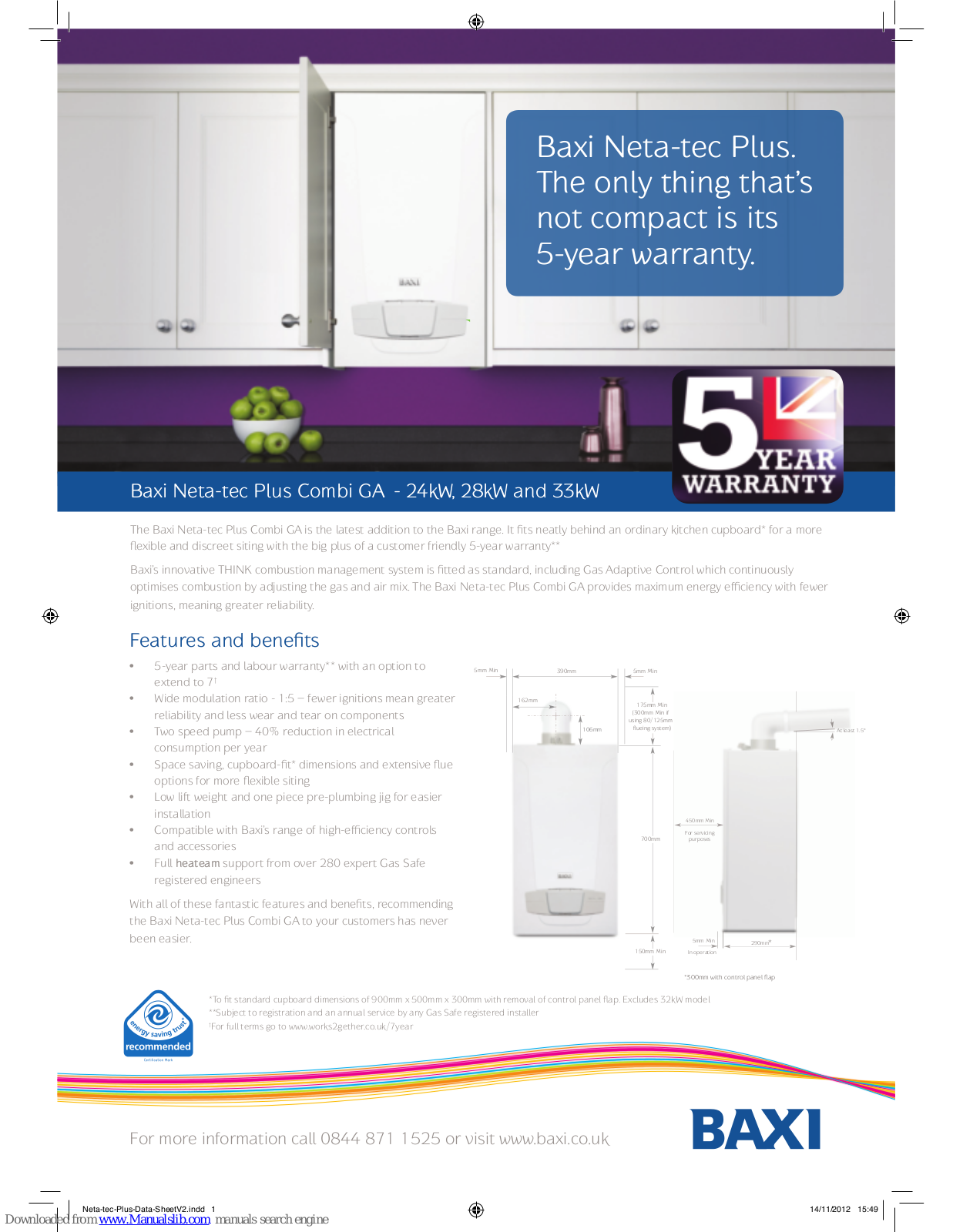 Baxi Neta-tec Plus Combi 24 GA, Neta-tec Plus Combi 28 GA, Neta-tec Plus Combi 33 GA Features And Specifications