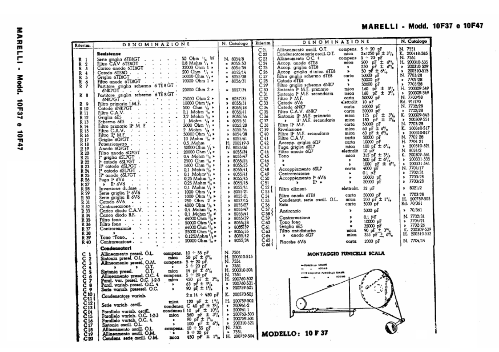 Radiomarelli 10f37, 10f47 components