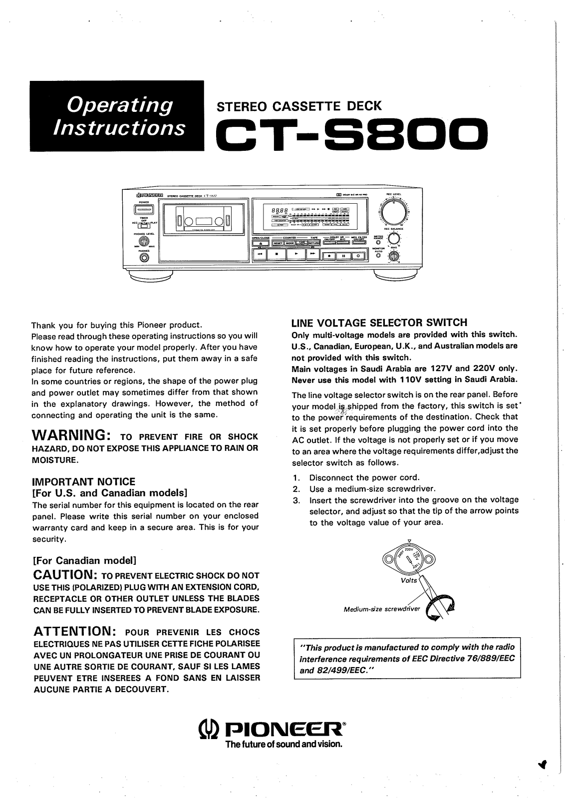 Pioneer CTS-800 Owners manual