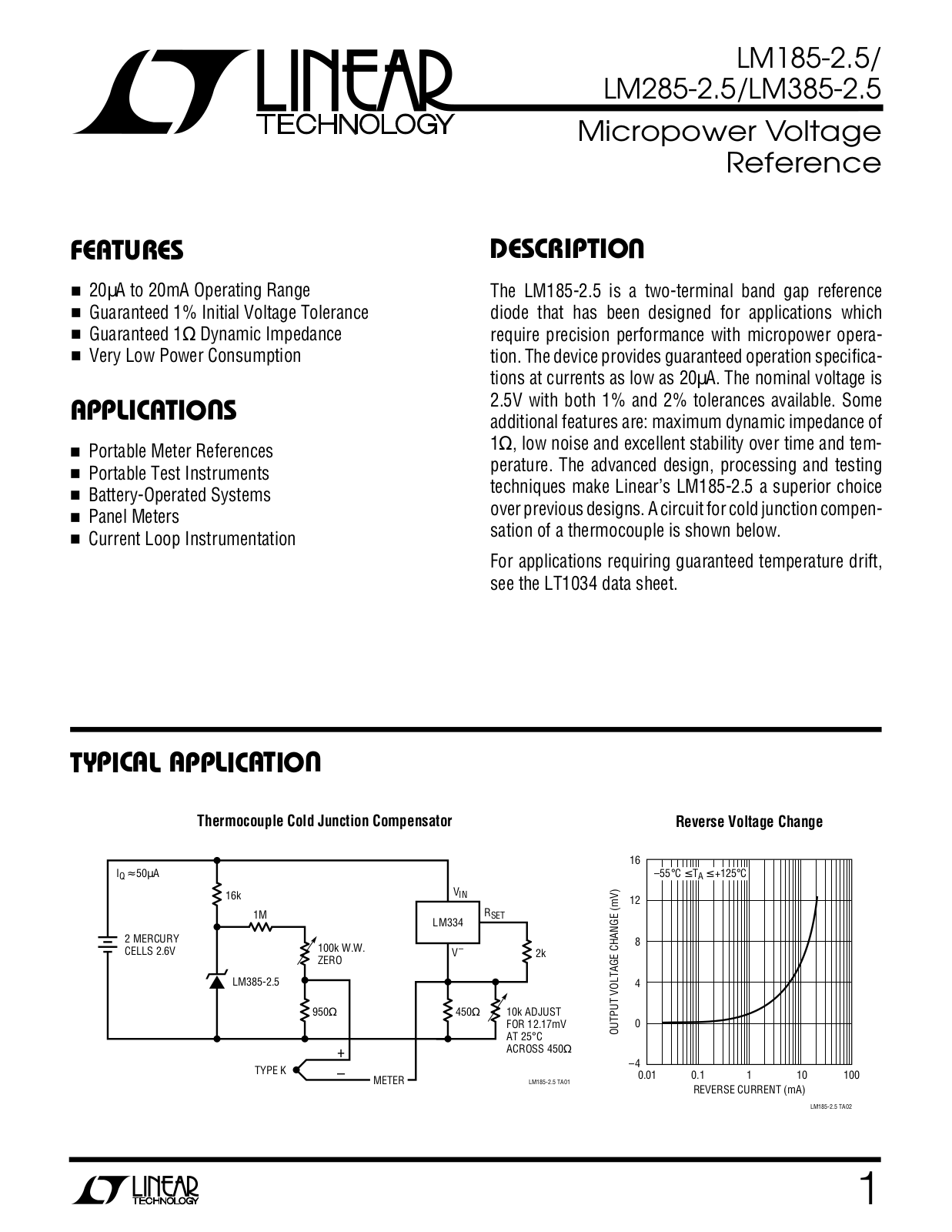 Linear Technology LM185-2.5 Datasheet