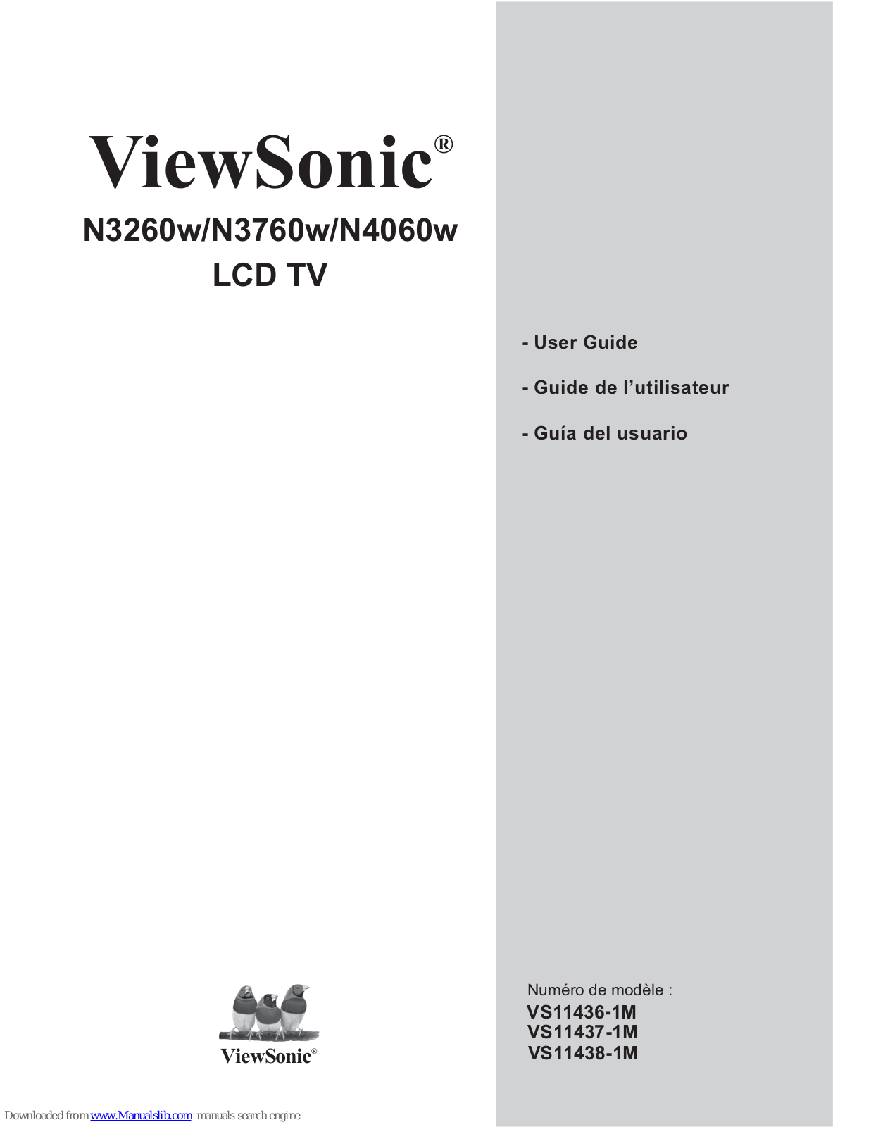 ViewSonic VS11437-1M, 1u0016260Z, N4060w, N3760w, VS11436-1M User Manual