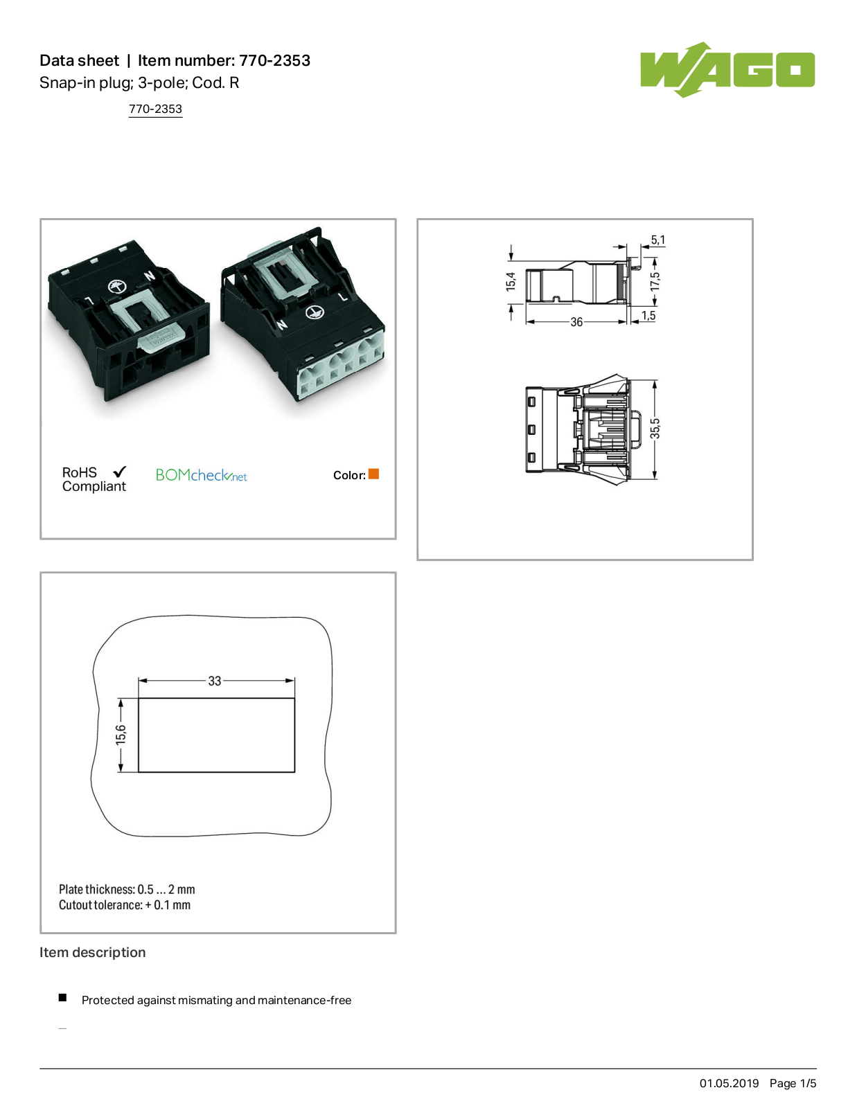 Wago 770-2353 Data Sheet