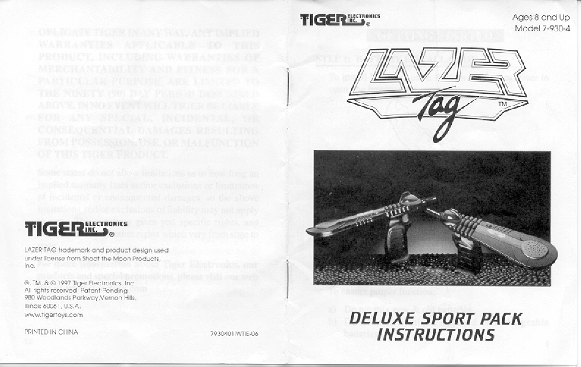 Tiger Electronics Lazer Tag User Manual
