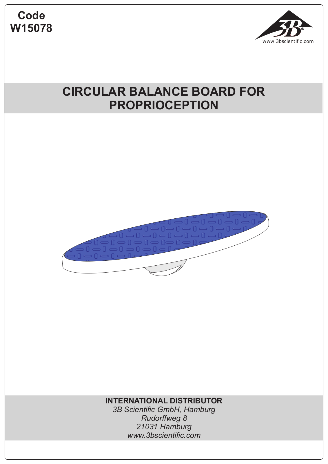 3B Scientific Circular Wobble Board User Manual