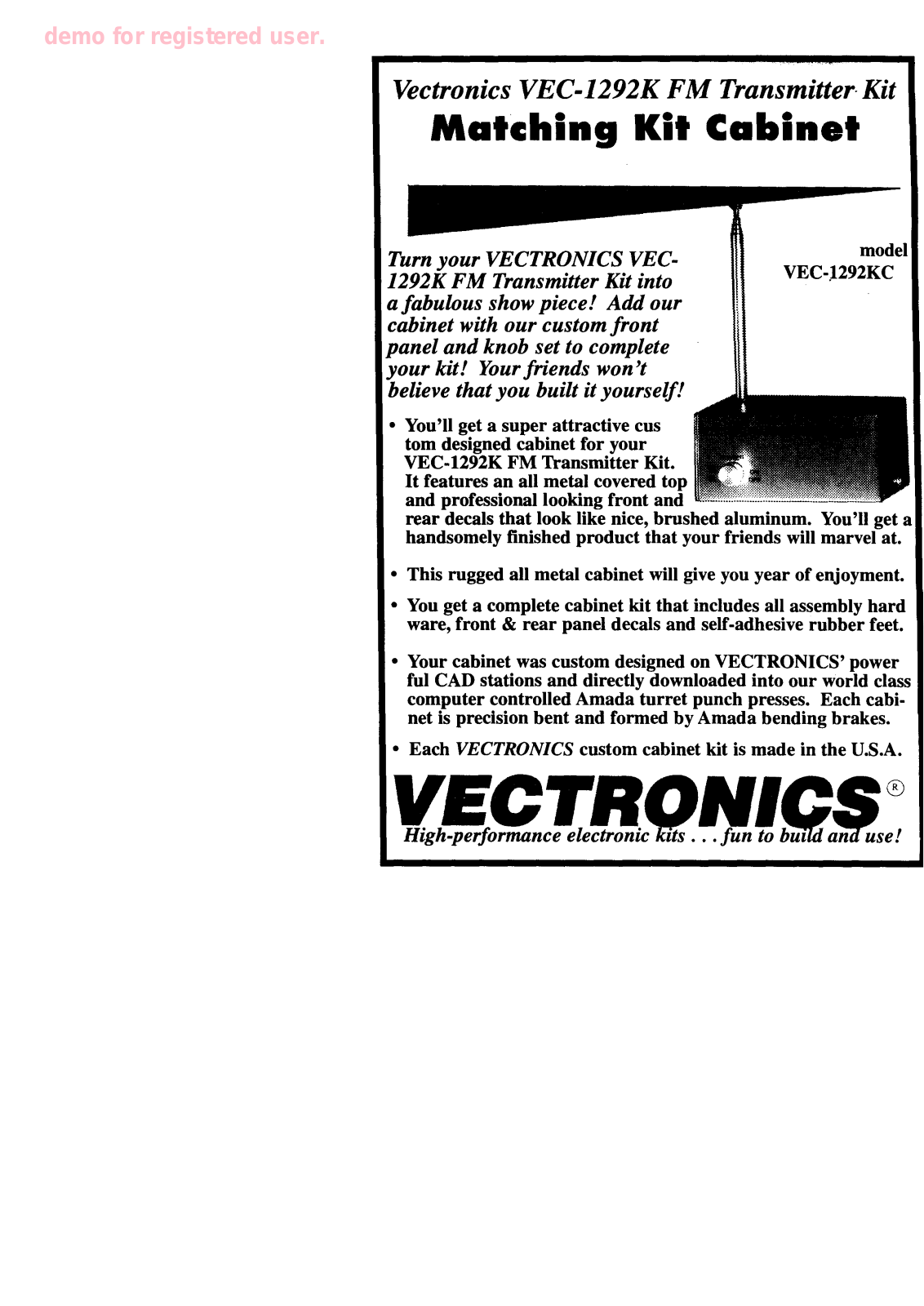 Vectronics VEC-1292KC Instruction Manual