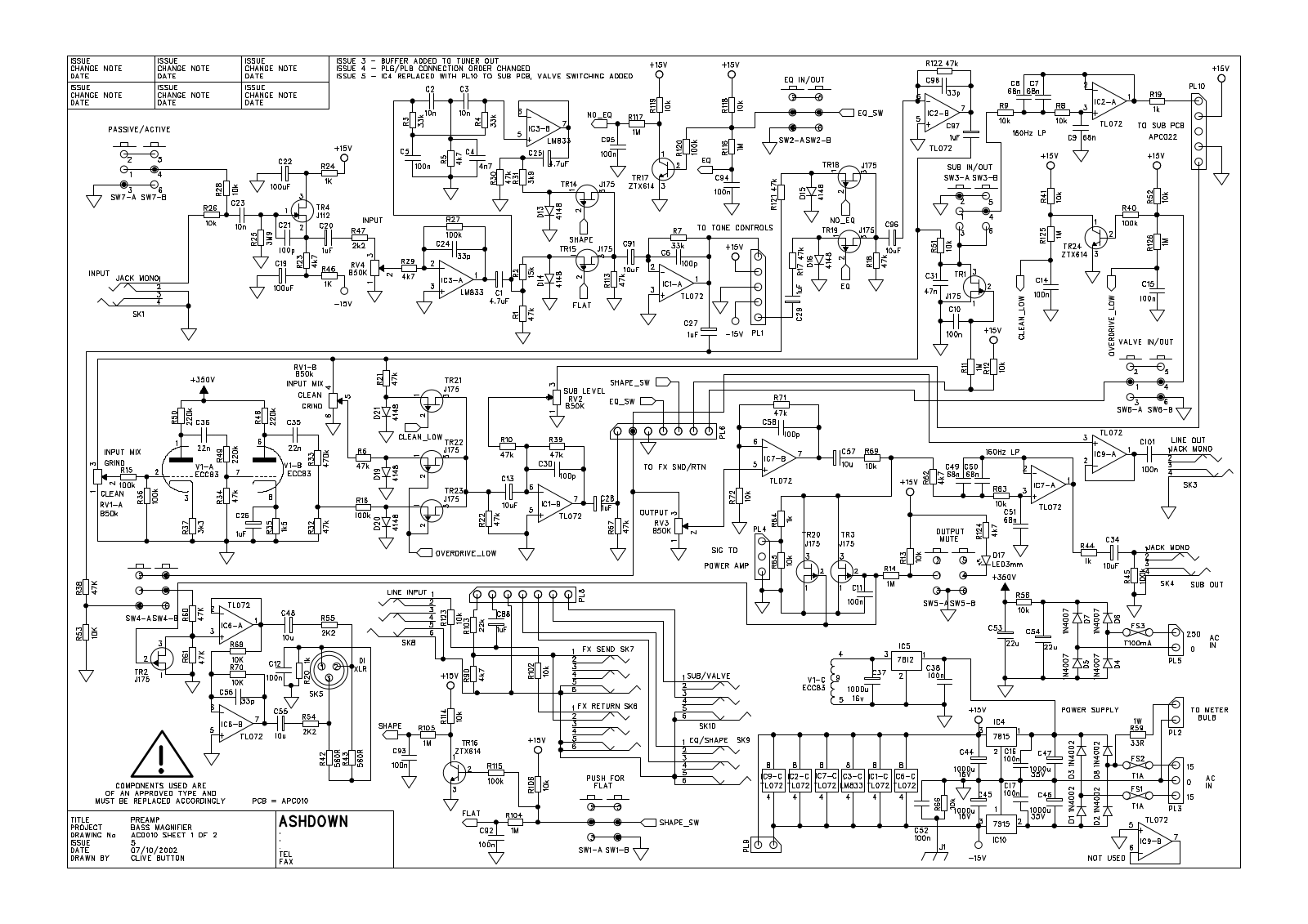 ASHDOWN APC010x5 Schematic