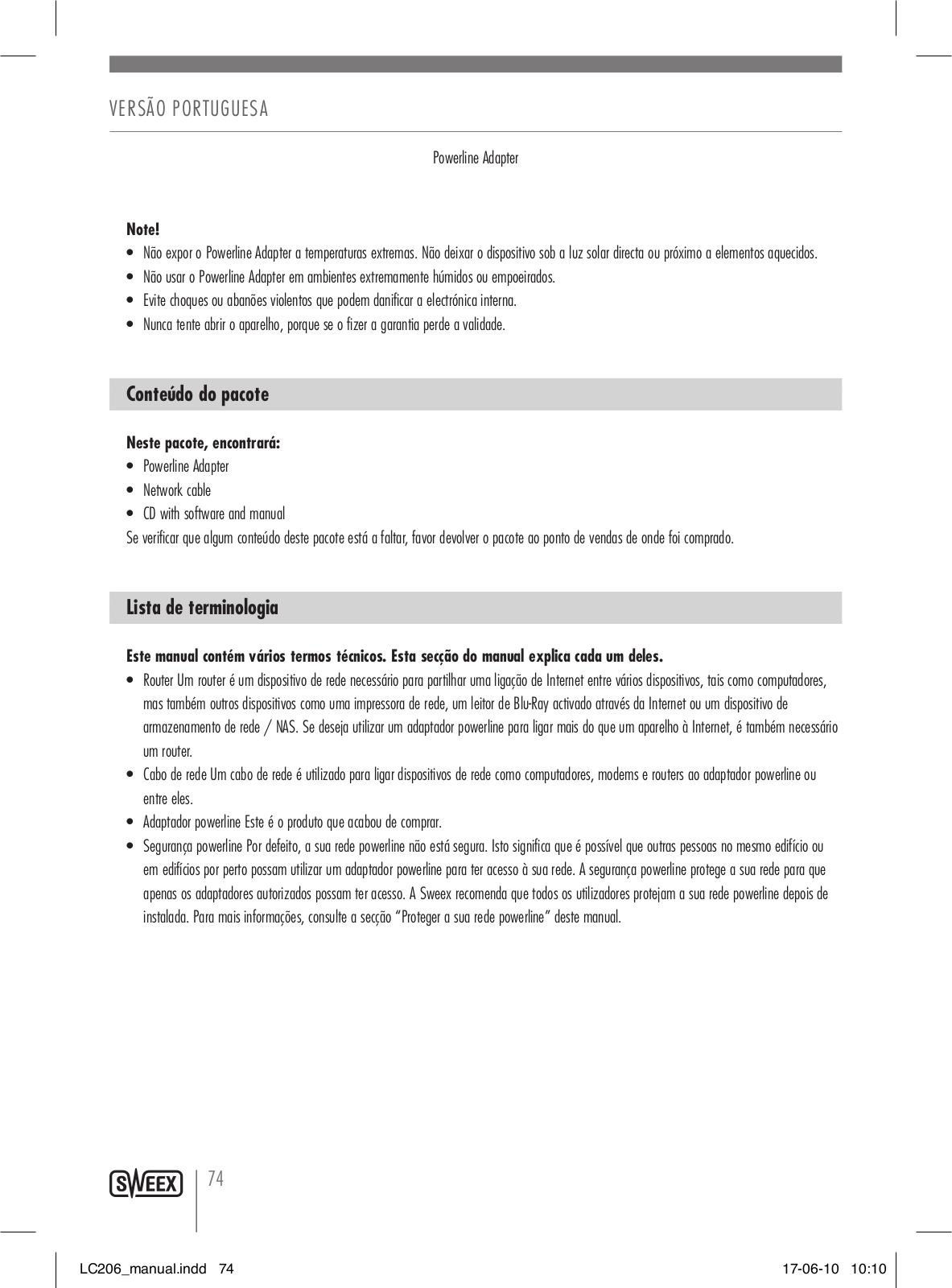 Sweex LC206 User Manual