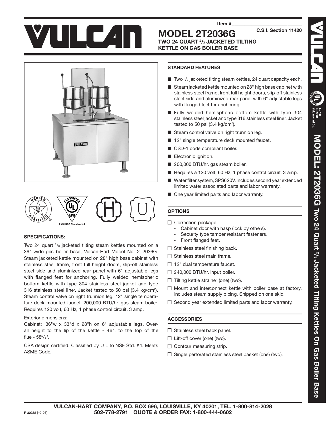 Vulcan 2T2036G User Manual