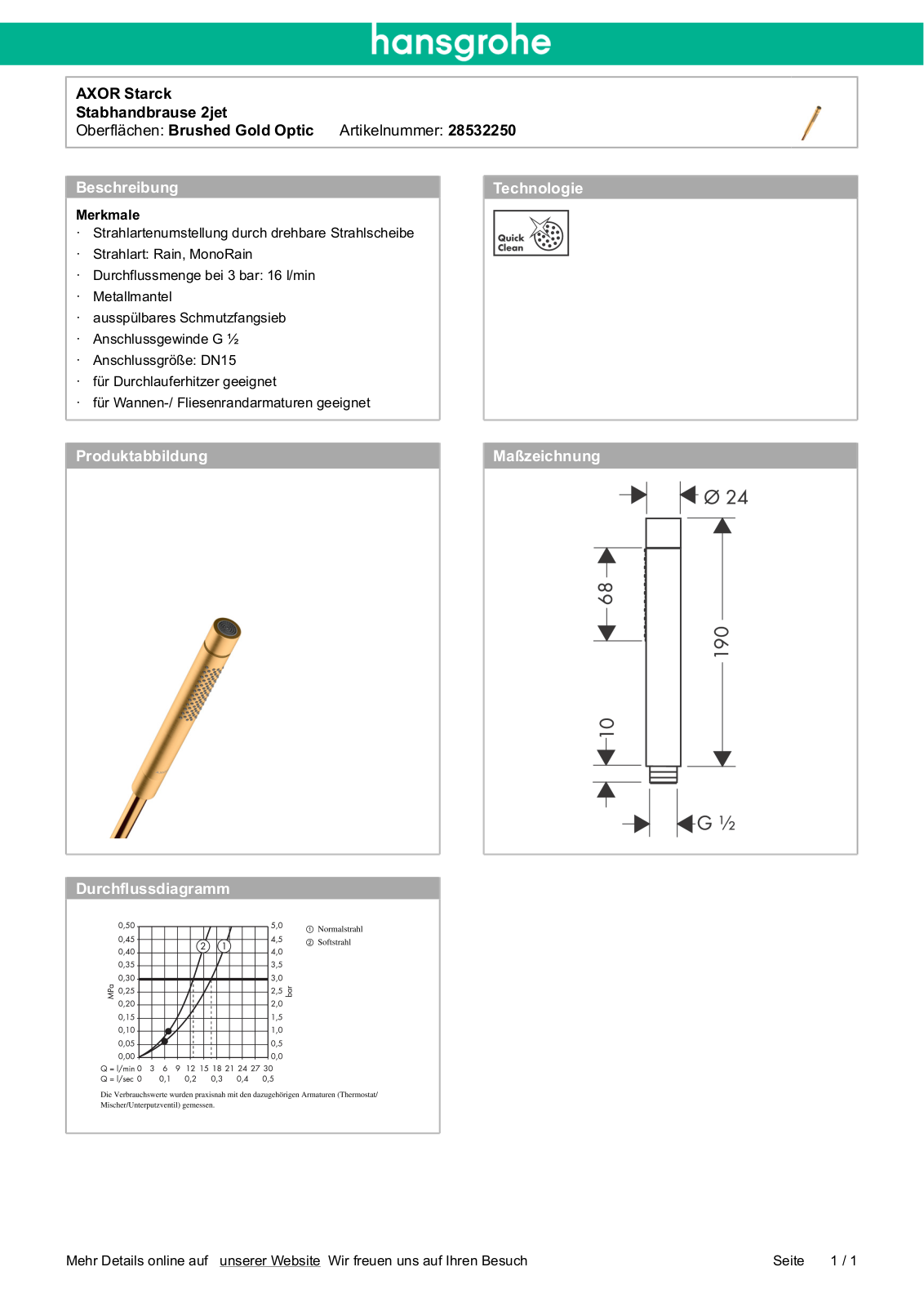 Hansgrohe AXOR 28532250 User Manual