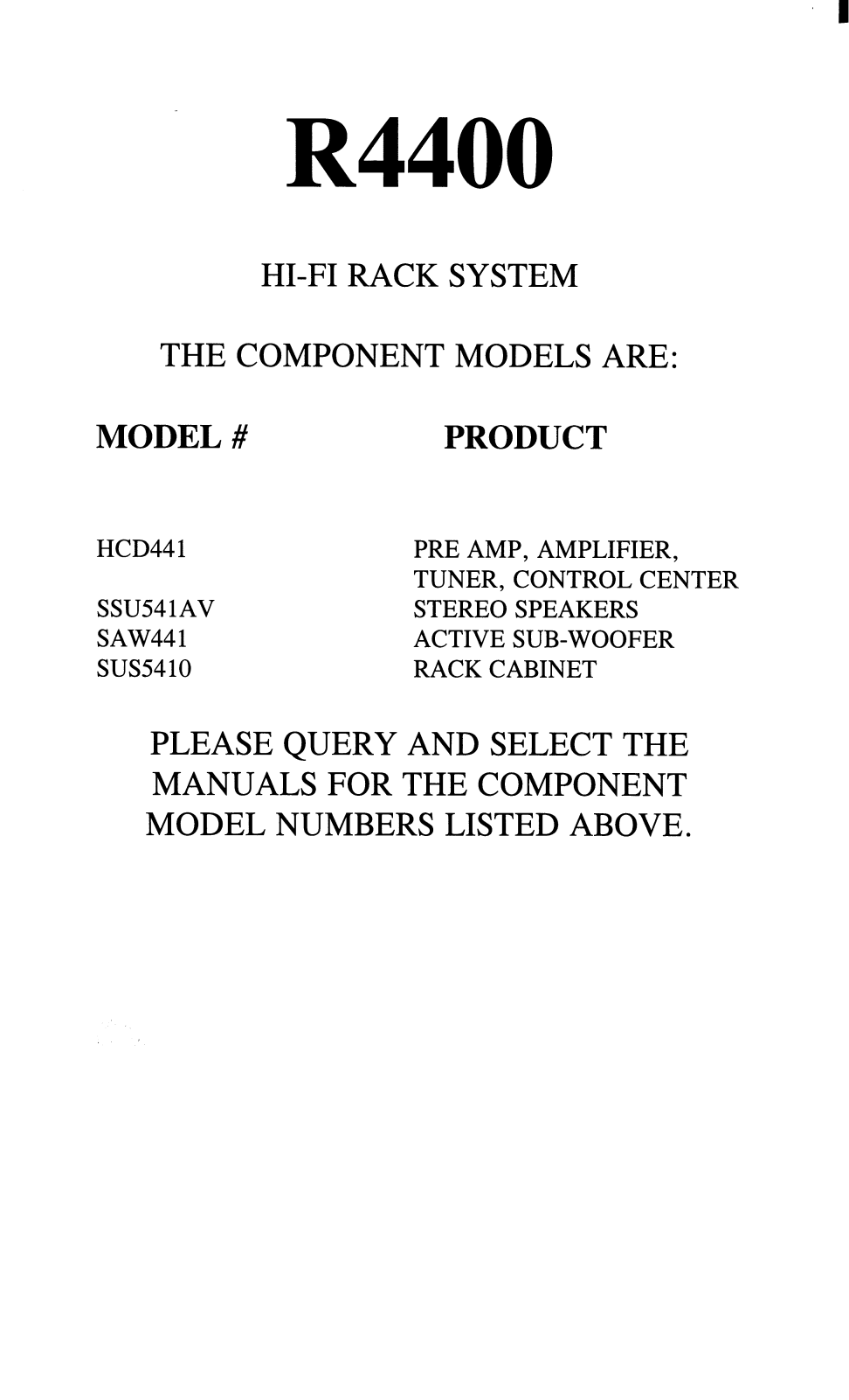 Sony R4400 Components