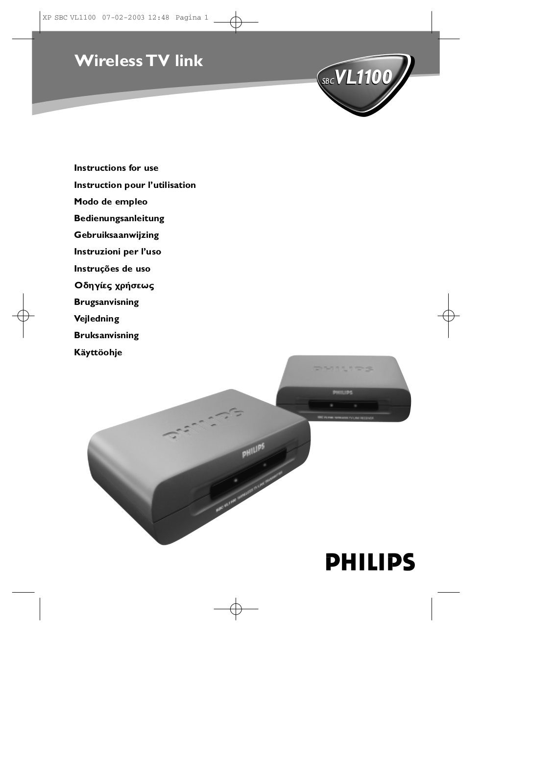 Philips SBCVL1100/16 User Manual