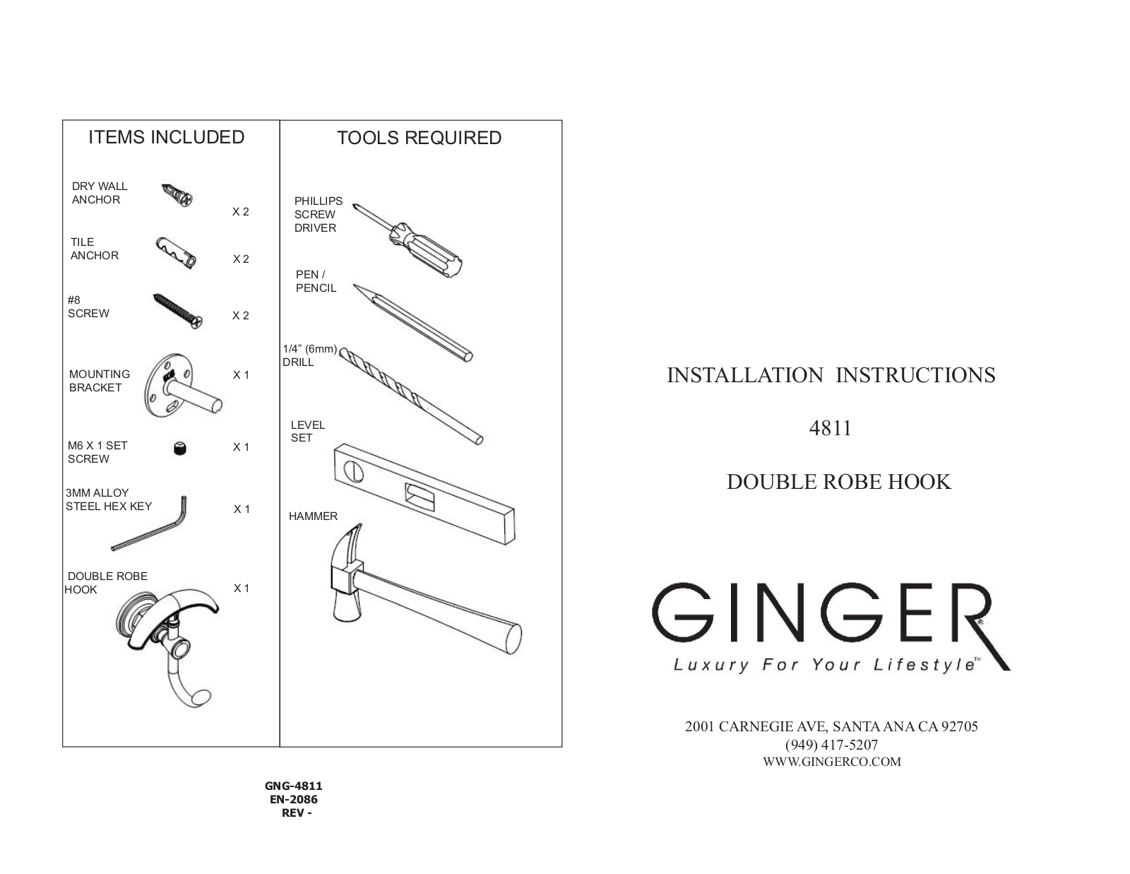 Ginger GIN1372 Installation & Assembly - ManualMachine.com