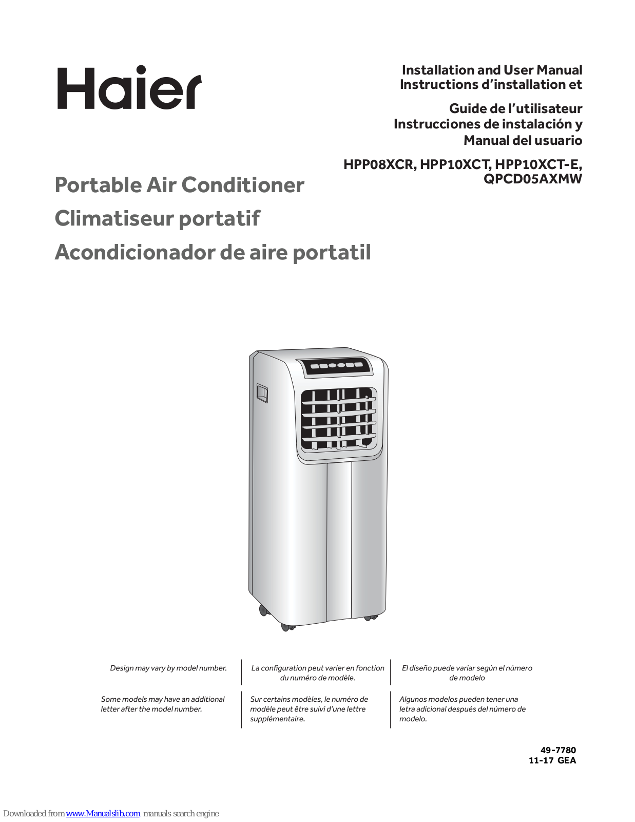 Haier HPP10XCT, HPP08XCR, HPP10XCT-E, QPCD05AXMW Installation And User Manual