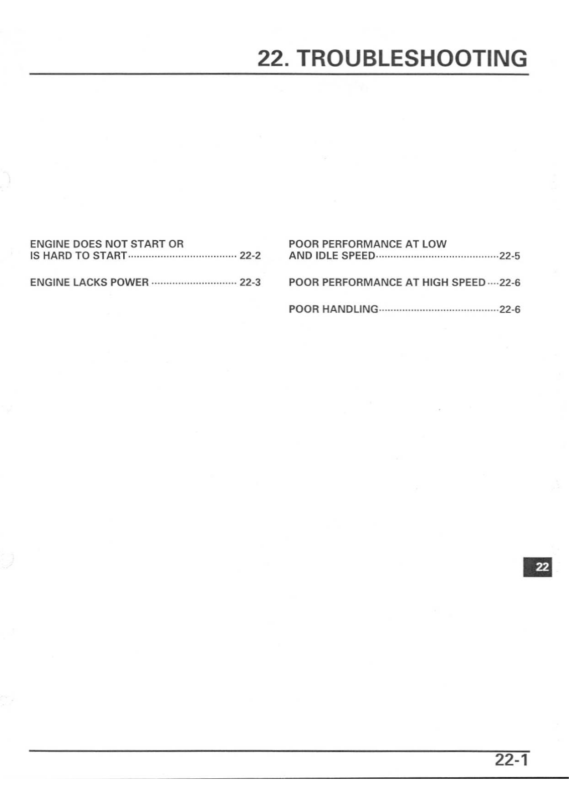 Honda CBR600RR '03 Service Manual Chapter 22 - Troubleshooting