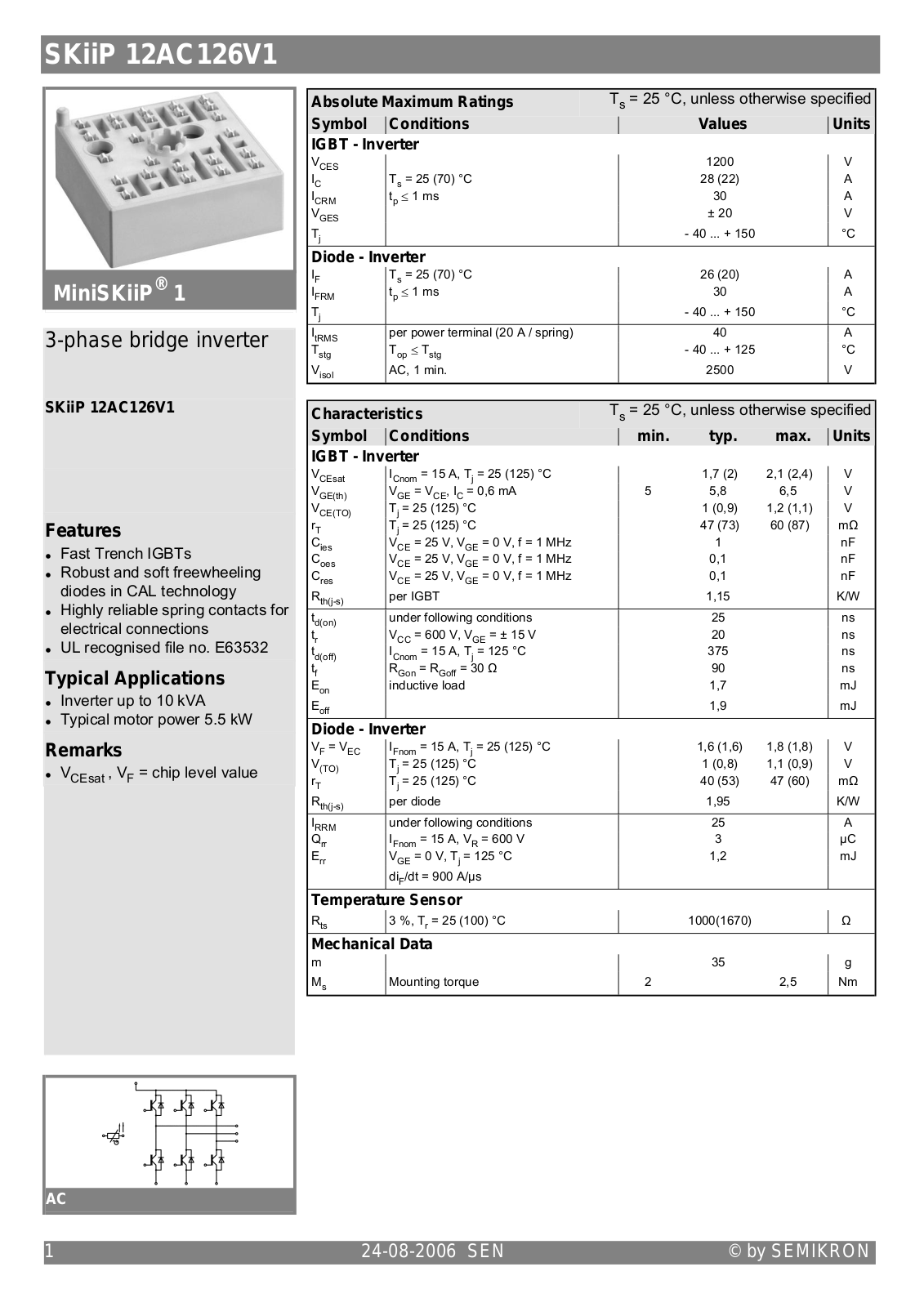 Semikron SKIIP12AC126V1 Data Sheet