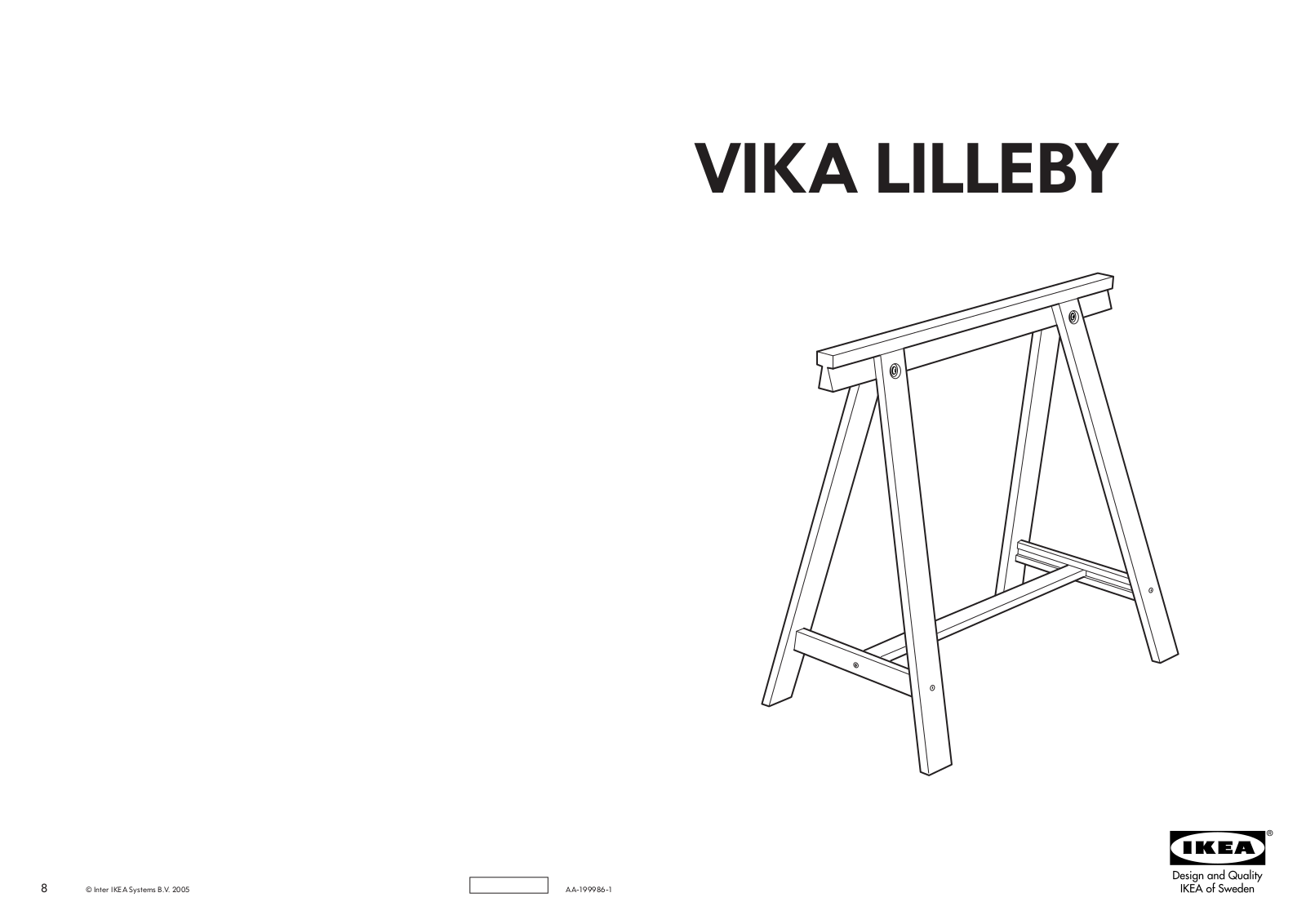 IKEA VIKA LILLEBY TRESTLE 28X28 Assembly Instruction