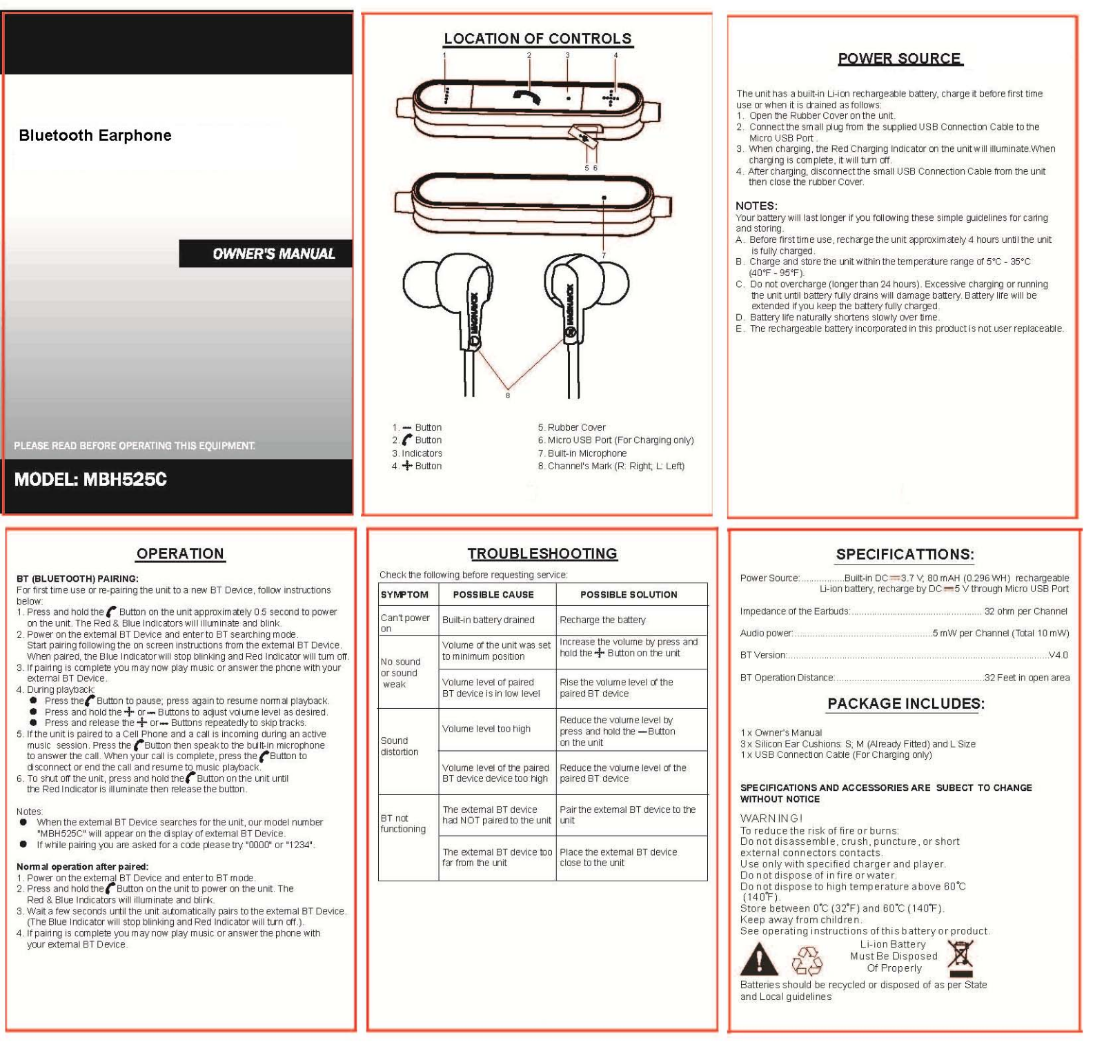 YYW Tech MBH525C User Manual