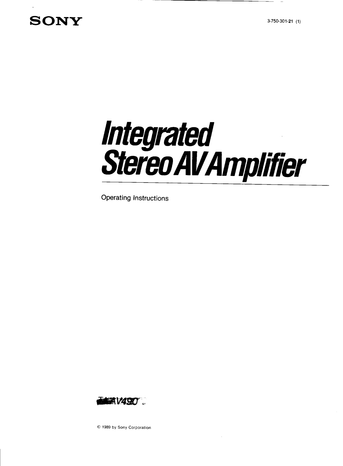 Sony TA-AV490 User Manual