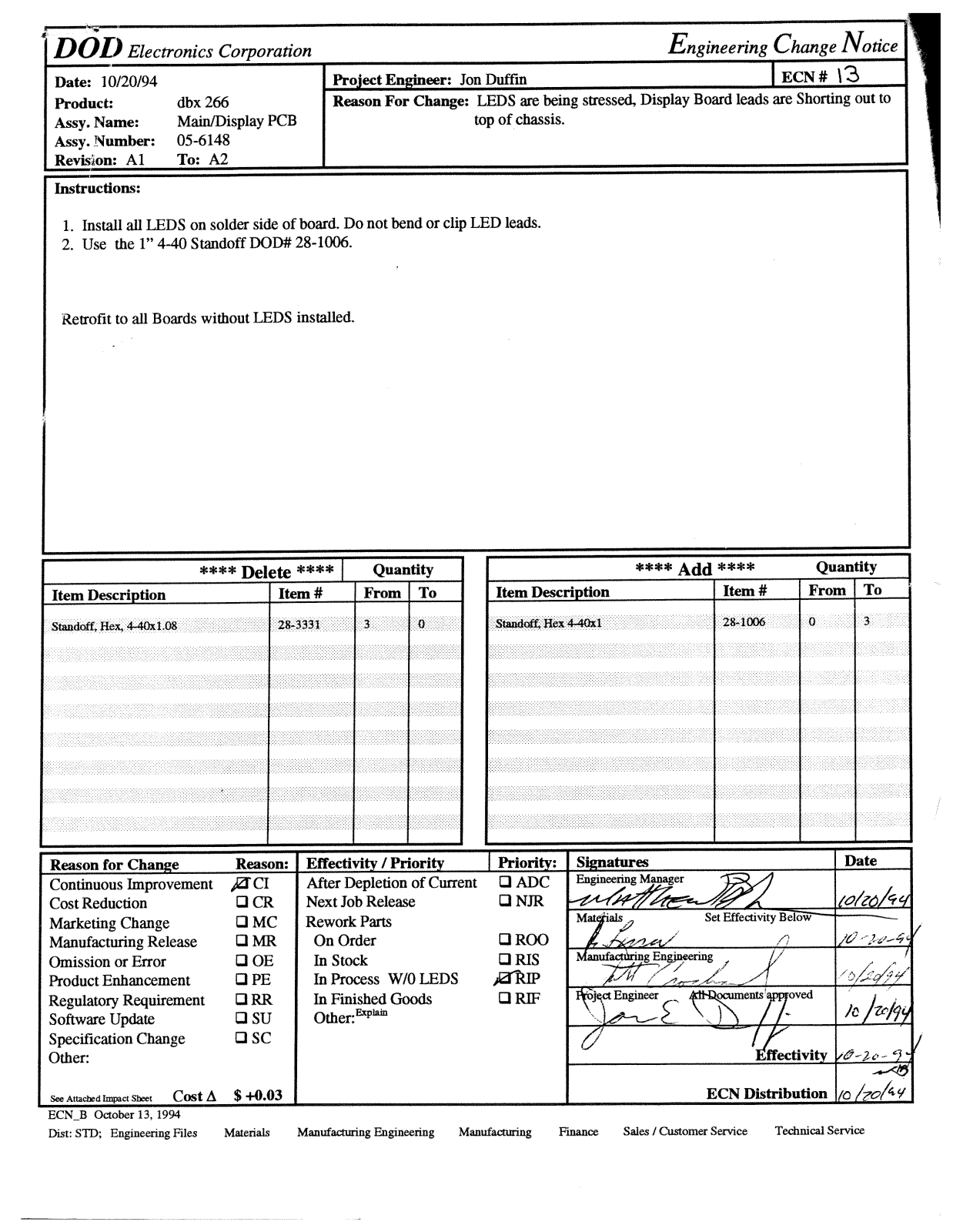 DBX 266A Parts List