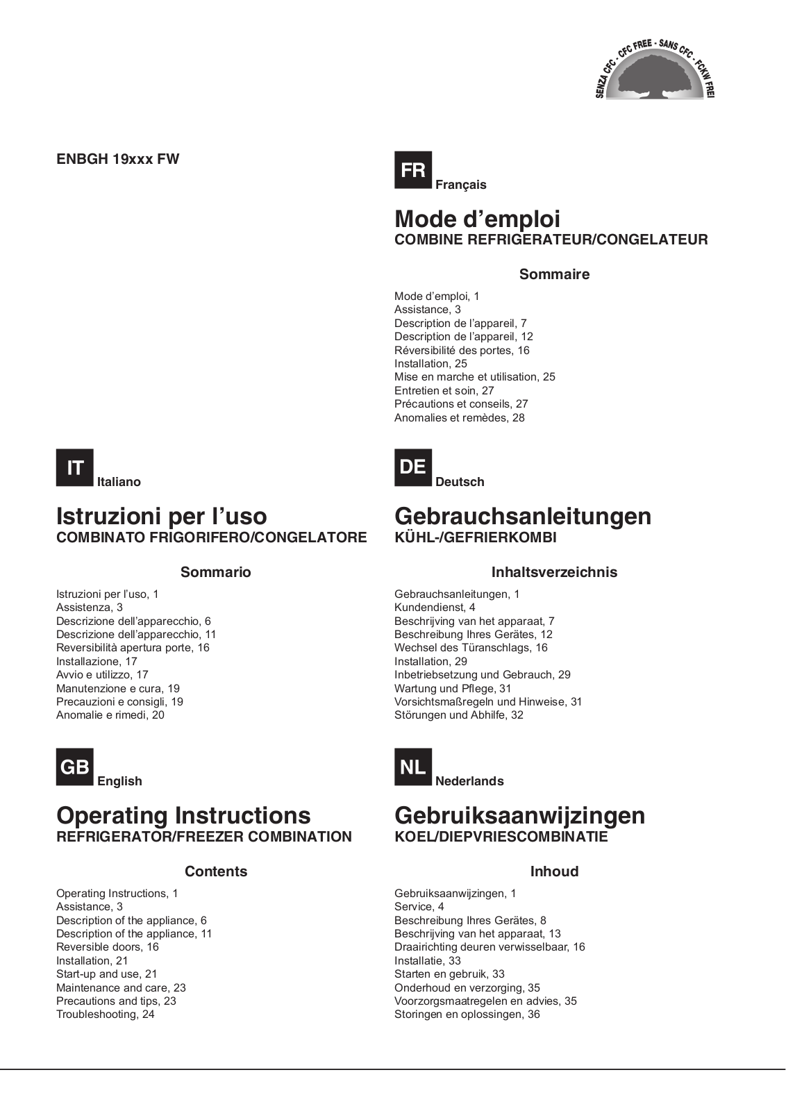 Hotpoint ENBGH 19423 FW User Manual