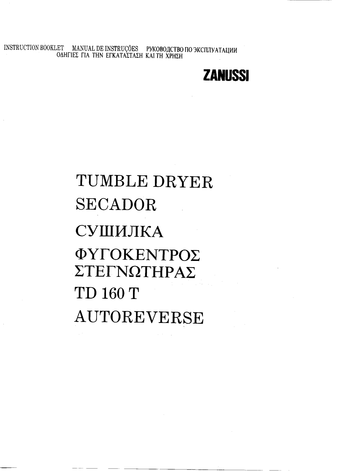 Zanussi TD160T User Manual