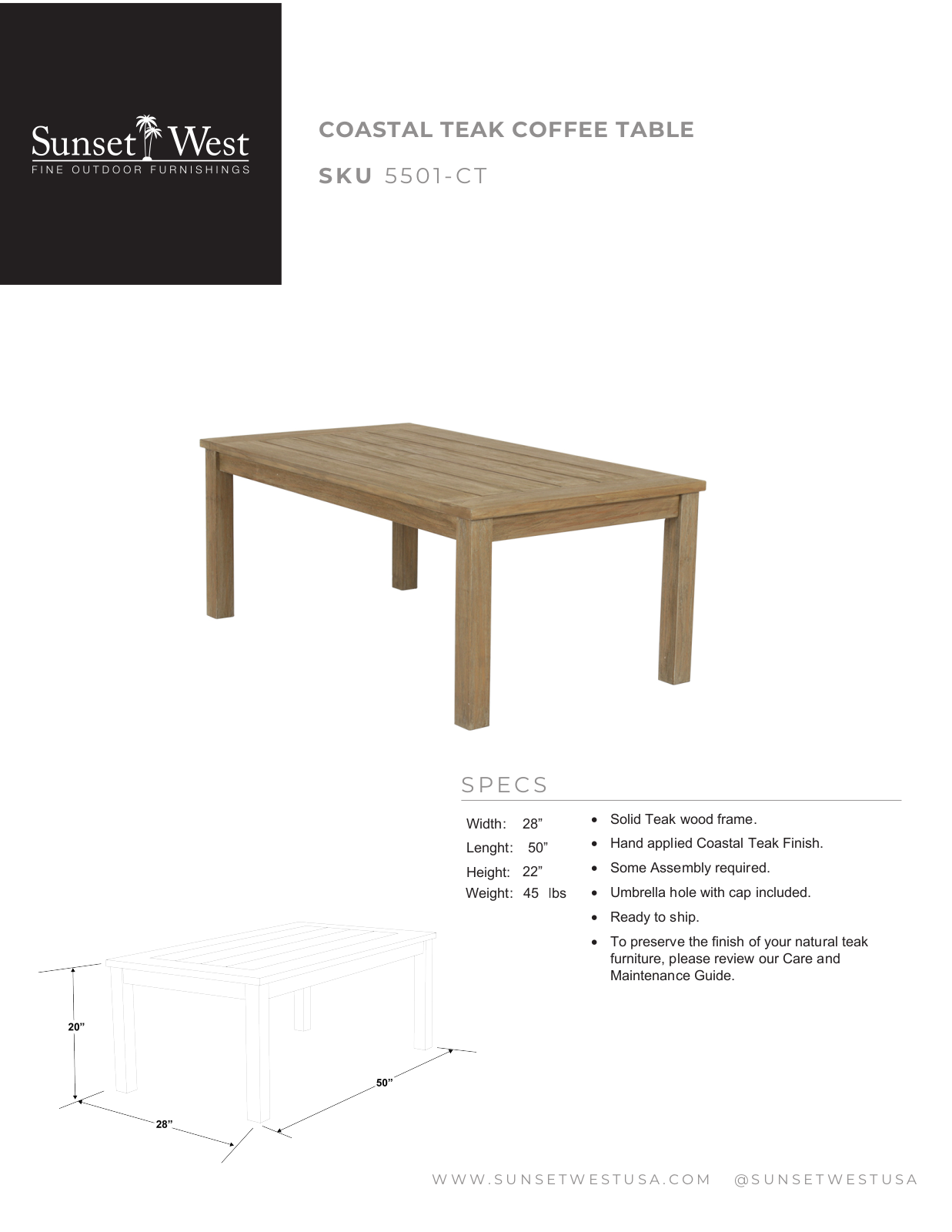 Sunset West XSW10094 Specifications - ManualMachine.com