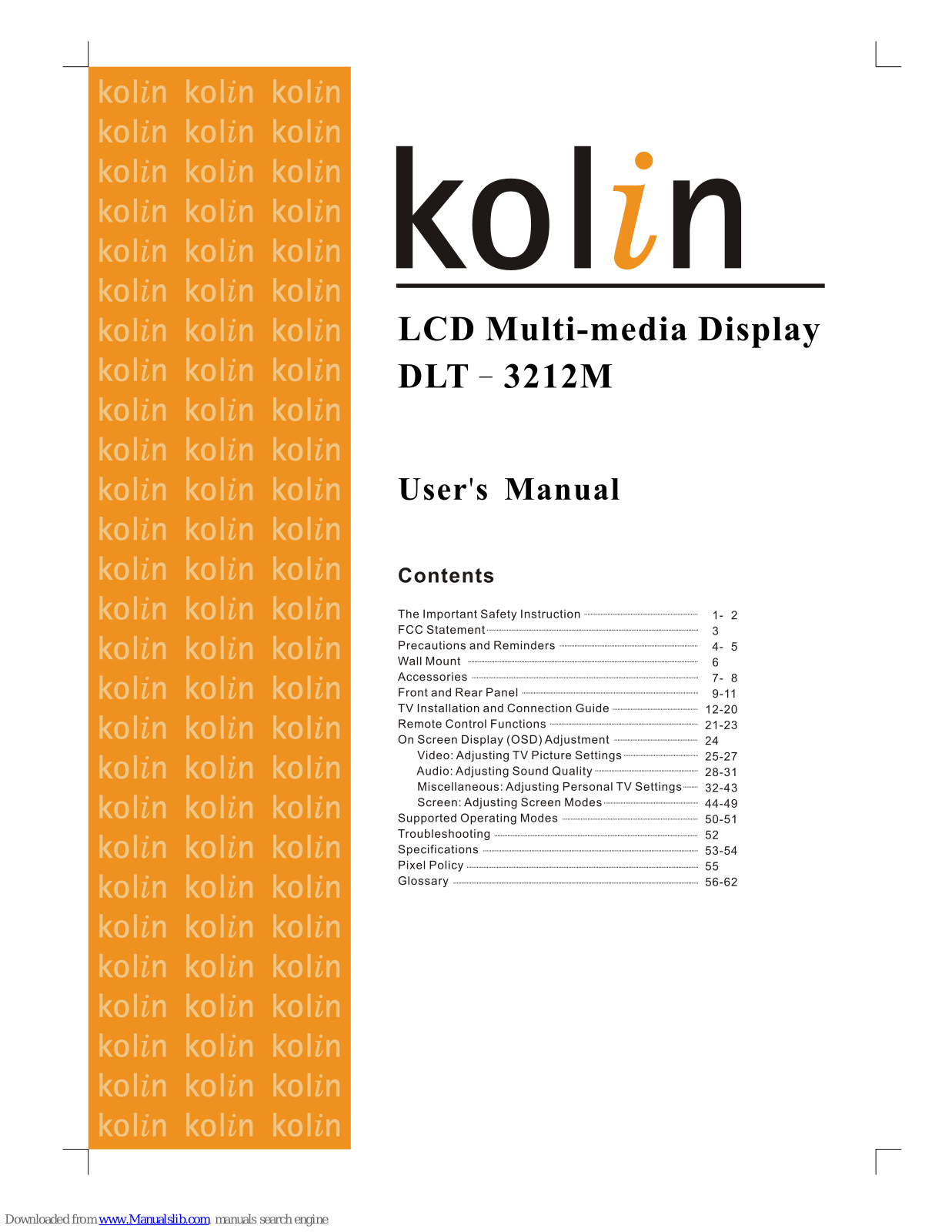 Kolin DLT-3212M User Manual