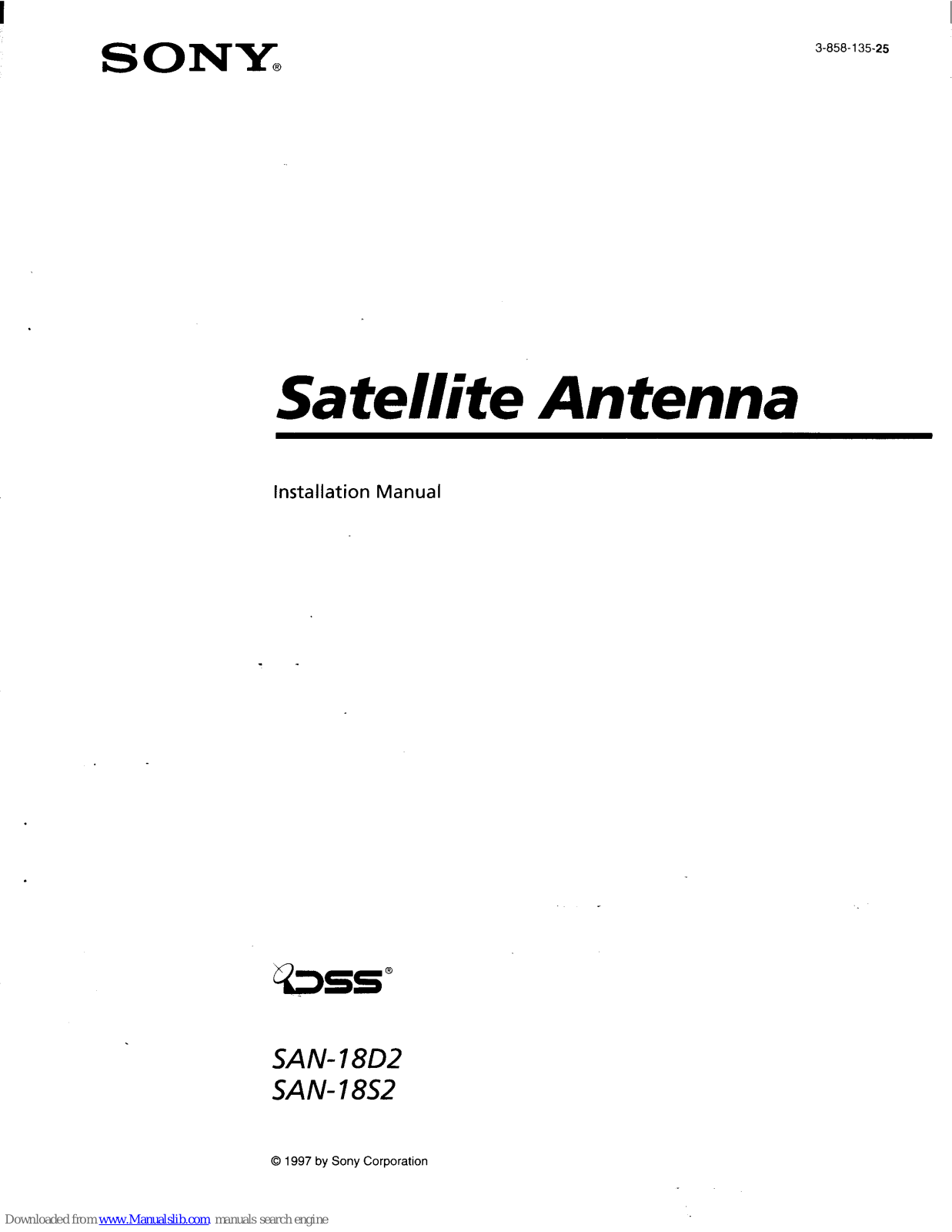 Sony SAN-18S2, DSS SAN-18D2, DSS SAN-18S2 Installation Manual