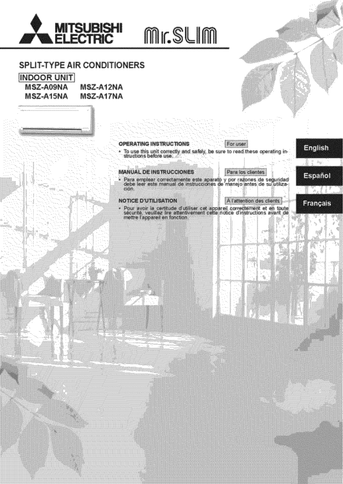 Mitsubishi MSZ-A24NA-1, MSZ-A17NA-1, MSZ-A15NA-1, MSZ-A12NA-1, MSZ-A09NA-1 Owner’s Manual