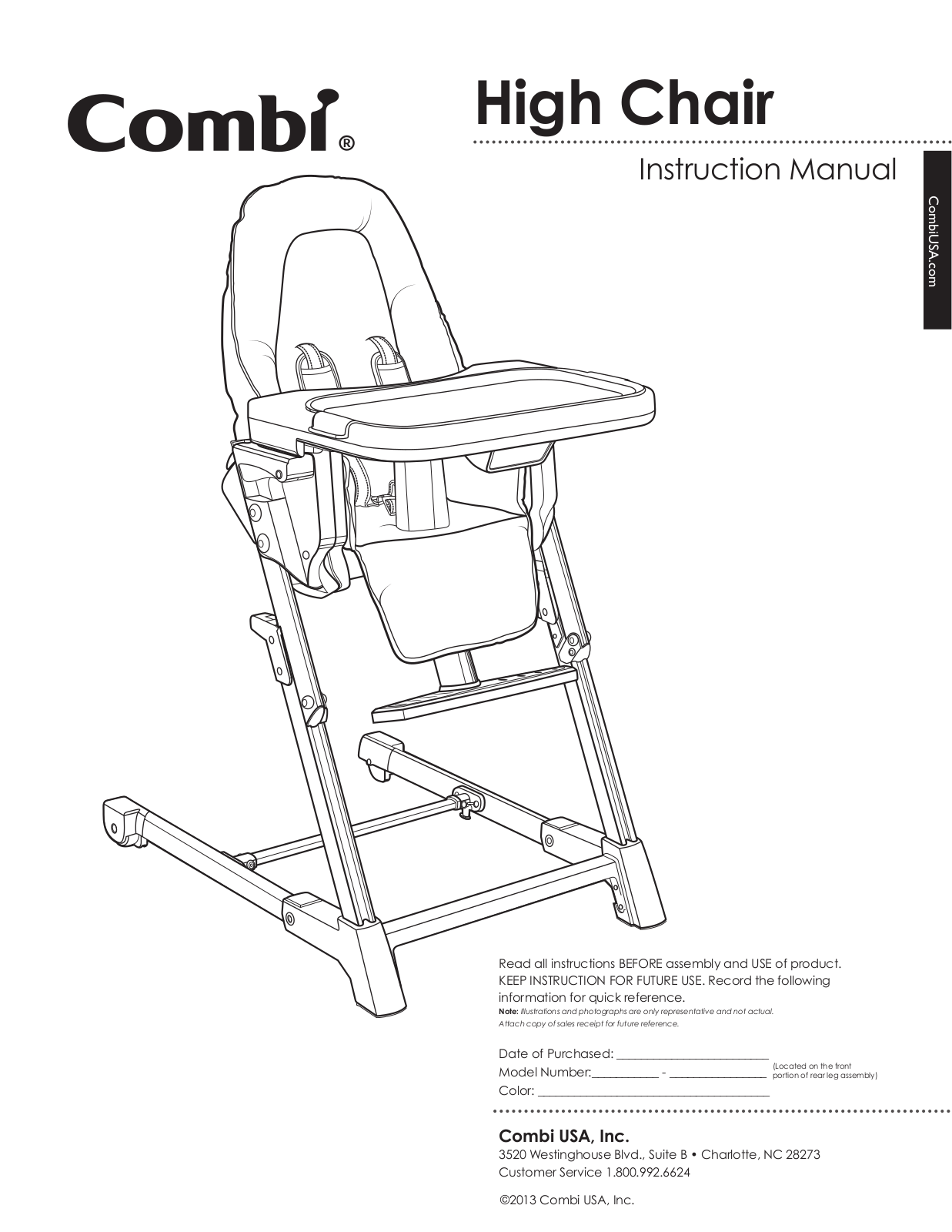 Combi High Chair 9813 Owner's Manual