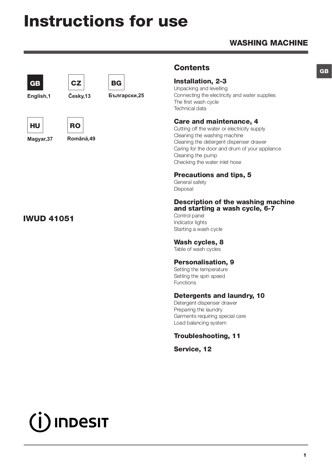 INDESIT IWUD 41051 C ECO EU User Manual