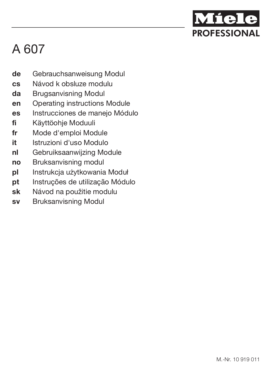 Miele A 607 User manual