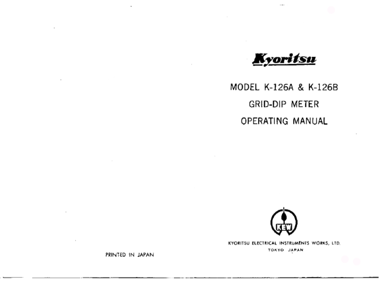 KYORITSU K-126A, K-126B Service manual