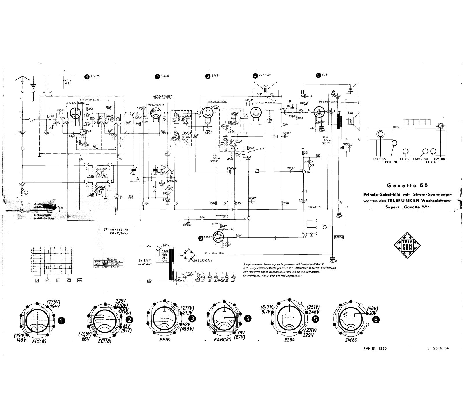 Telefunken Gavotte-55 Schematic