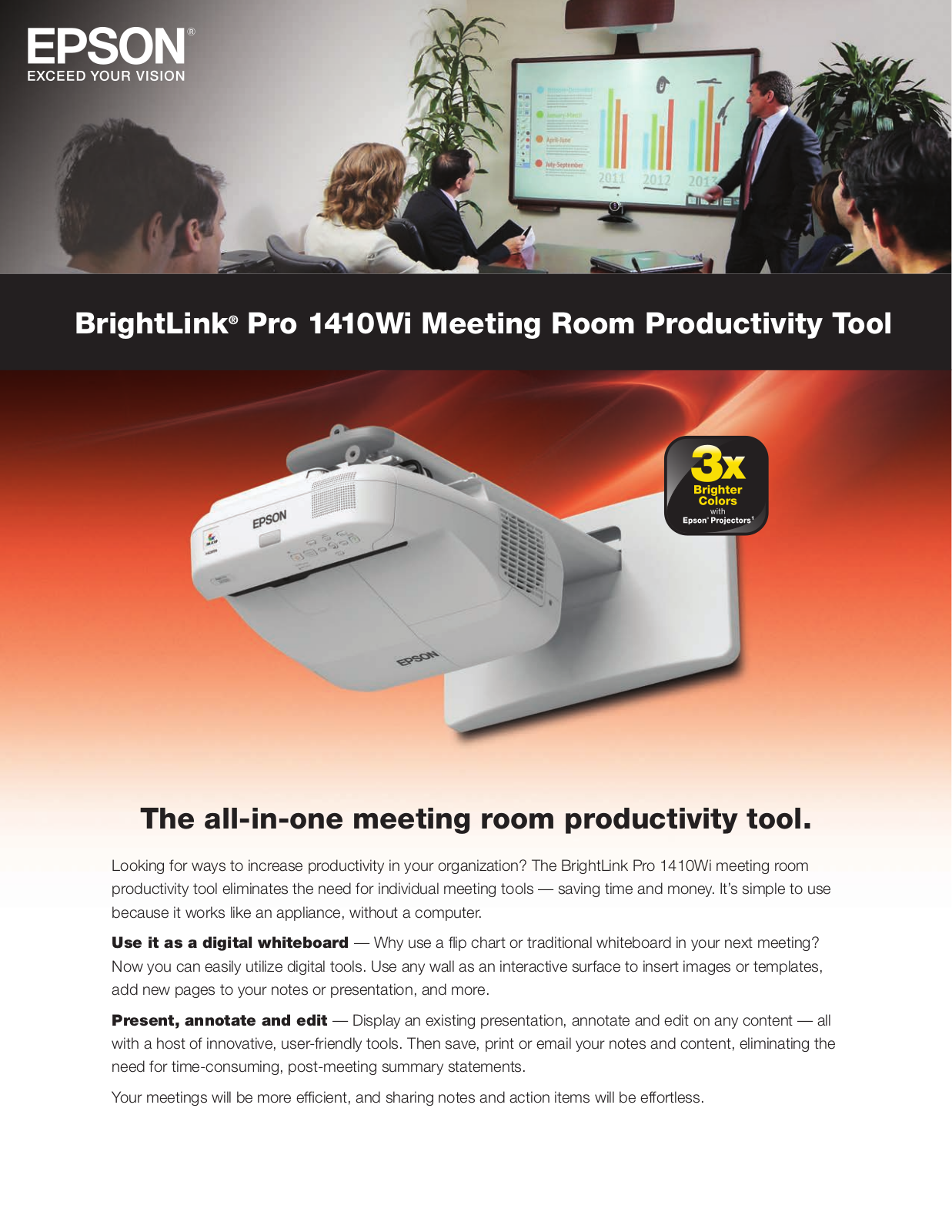 Epson BrightLink Pro 1410Wi Product Specifications