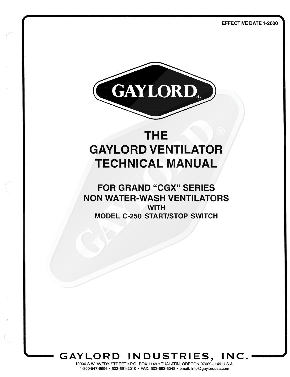 Gaylord CGX-AB Service Manual