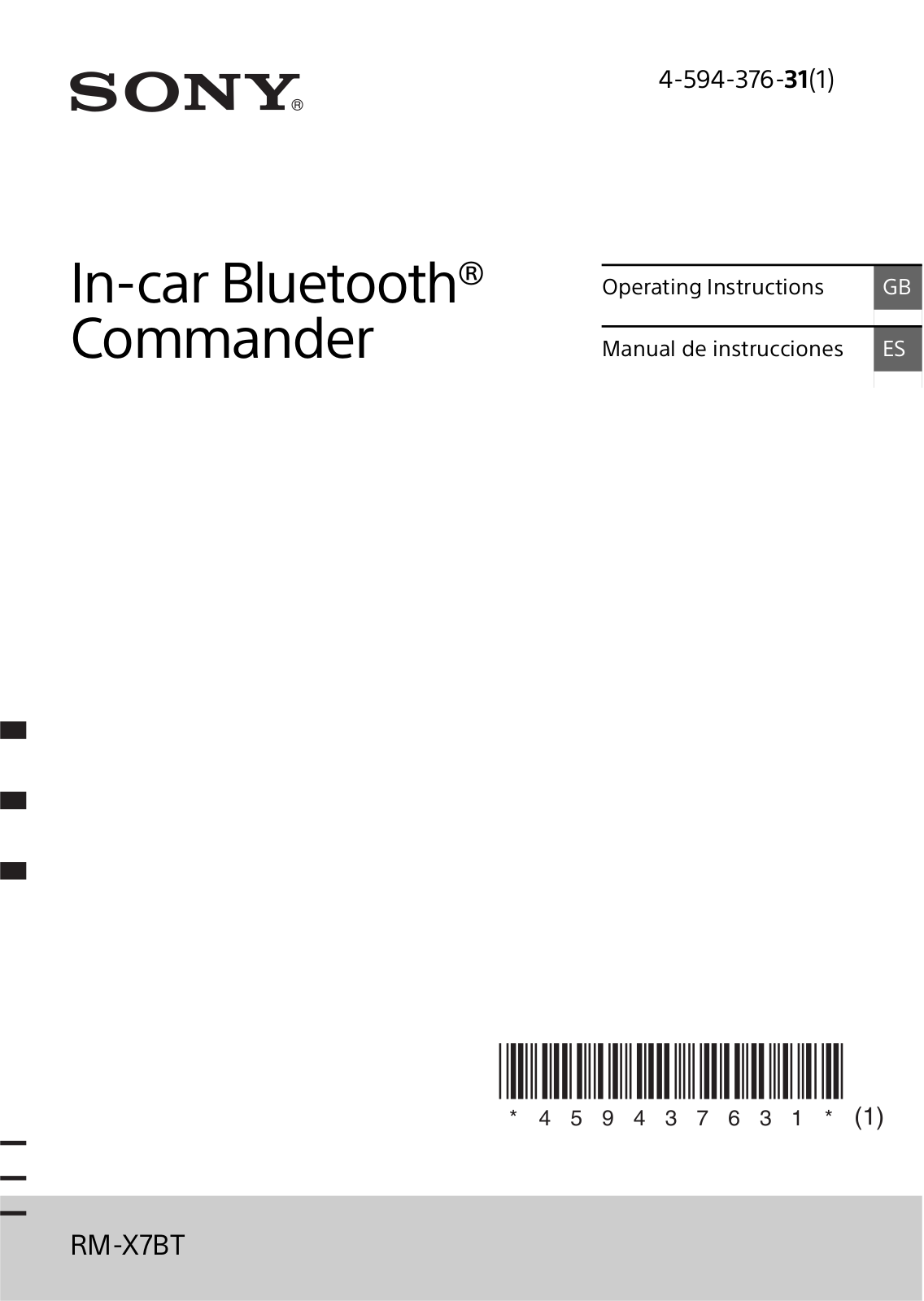 Sony X-7BT, RM-X7BT Operating Instructions Manual