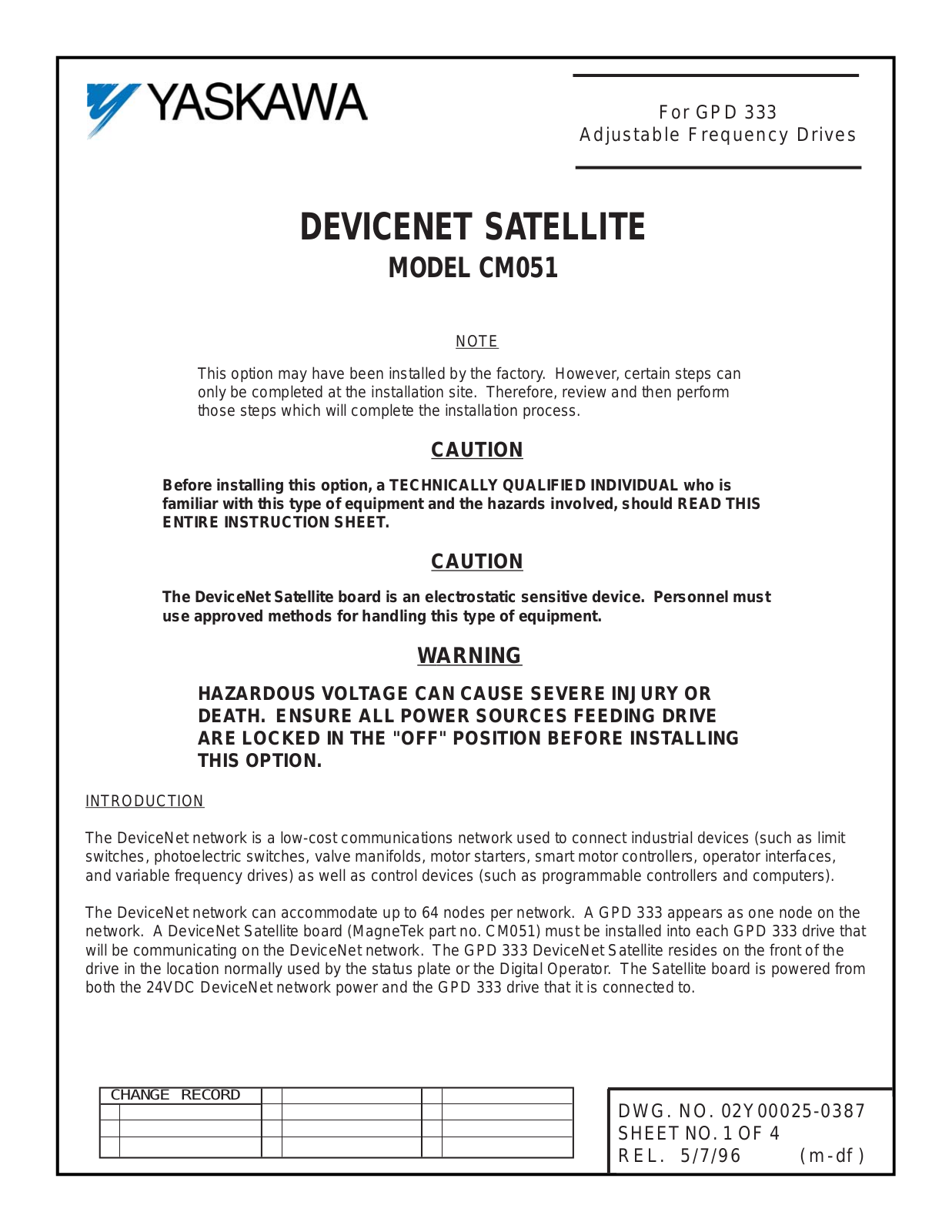 Yaskawa CM051 User Manual