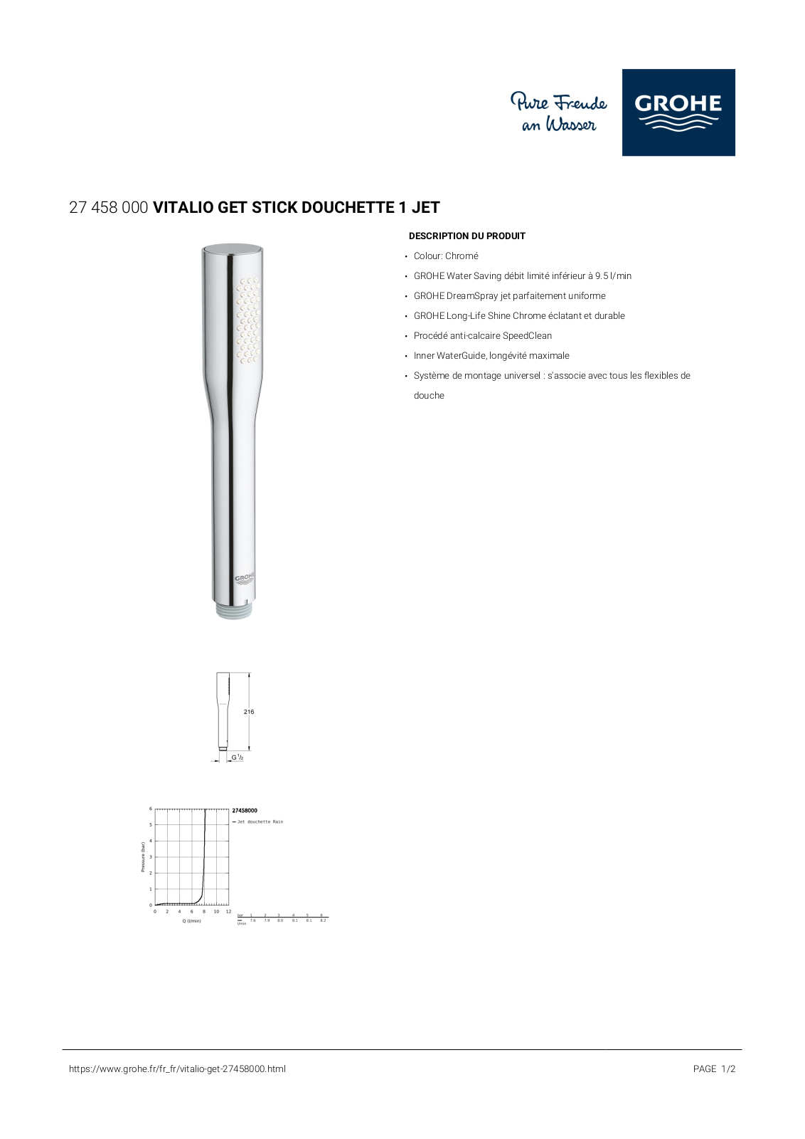 Grohe 27458000 Specification - ManualMachine.com