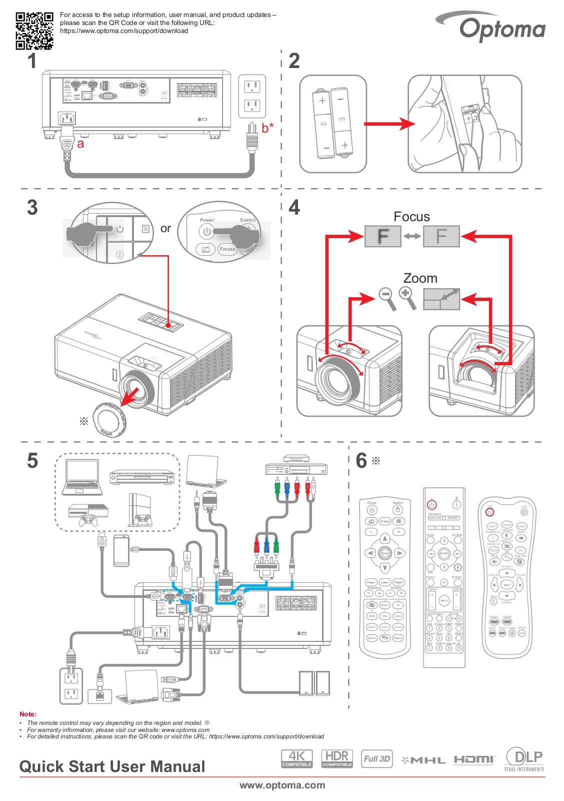 Optoma E1P1A44WE1Z1 Quick Start Guide