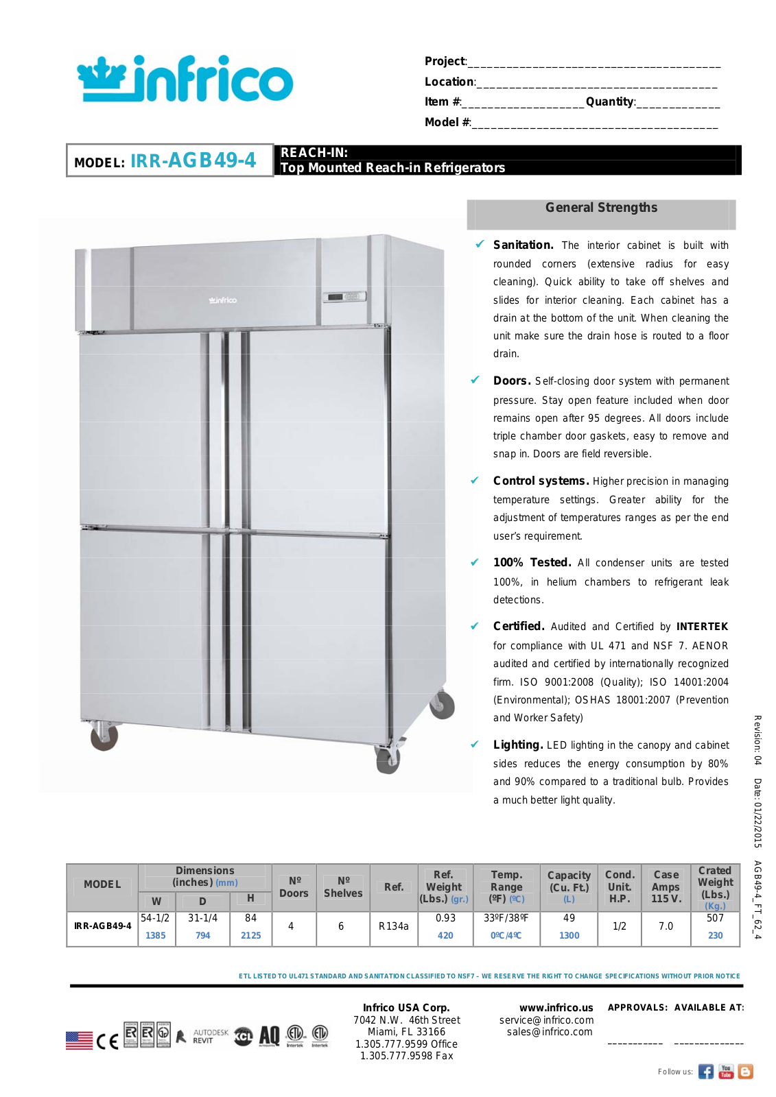 Infrico IRR-AGB49-4 User Manual