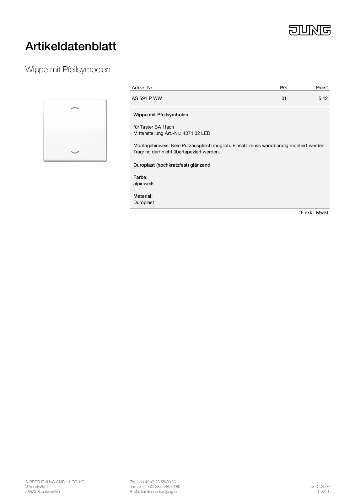 Jung AS 591 P WW User Manual