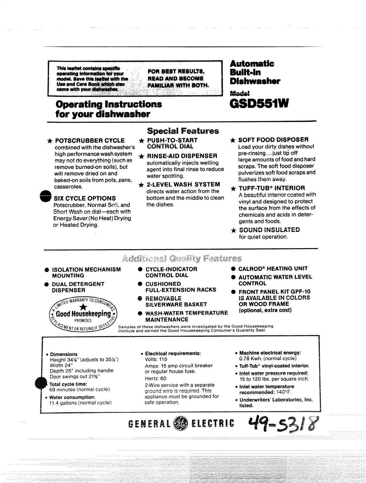 GE GSD551W Operating Instructions - ManualMachine.com