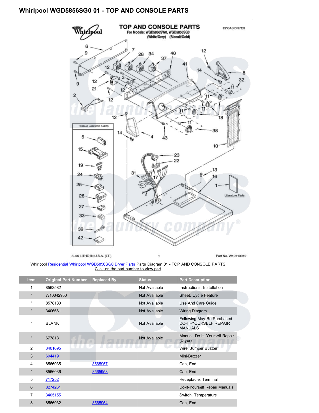 Whirlpool WGD5856SG0 Parts Diagram