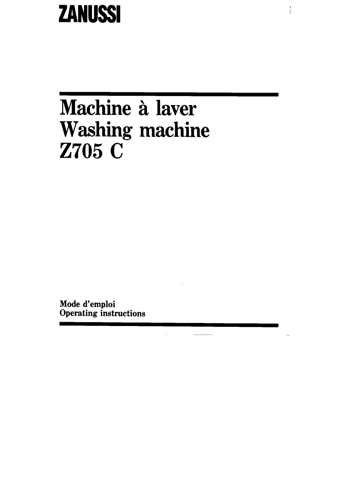 Zanussi Z705C User Manual