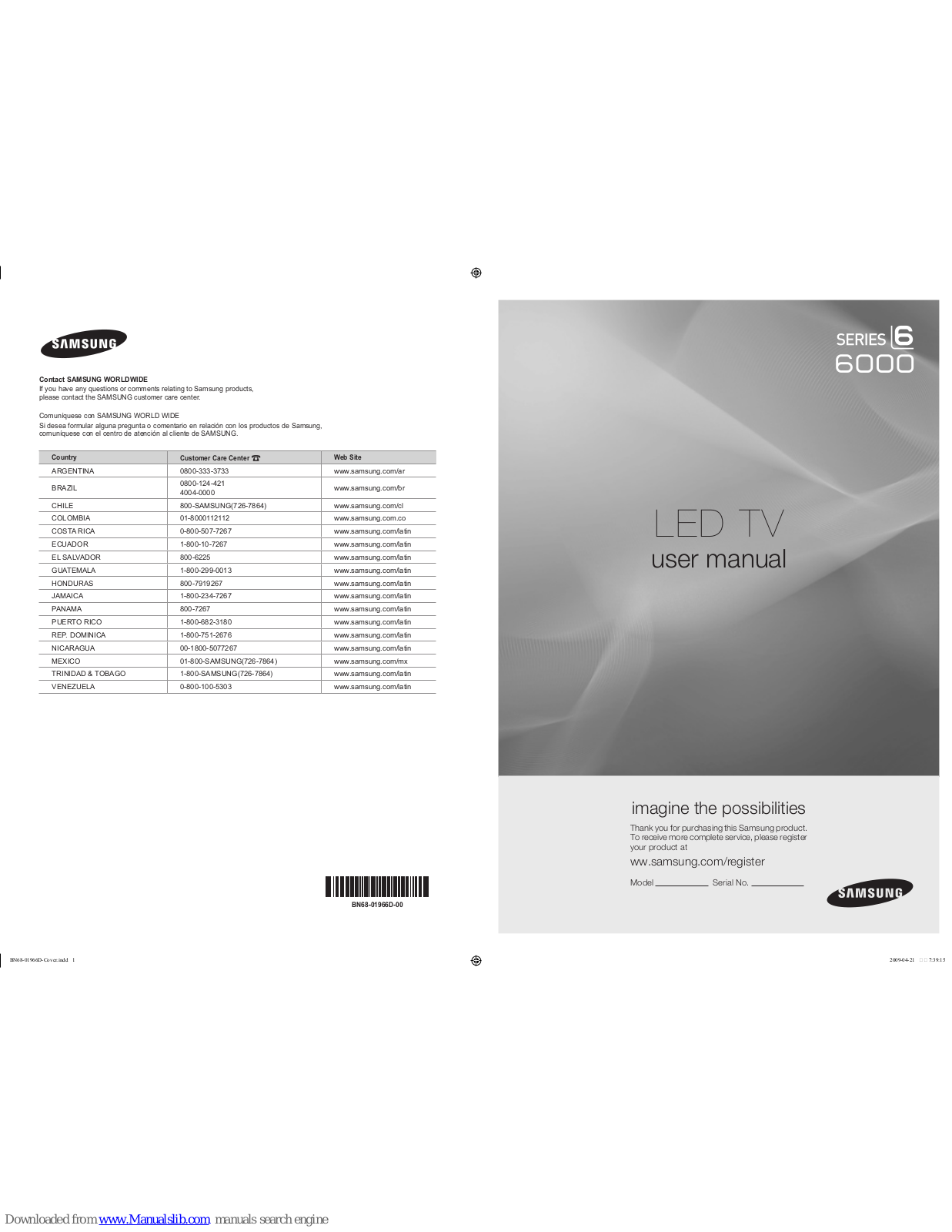 Samsung UN46B6000, UN50B6000, UN40B6000, UN55B6000 User Manual